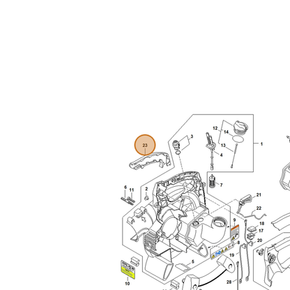 STIHL part 4229-791-0801 — IPL diagram snippet (6x zoom, amber highlight)