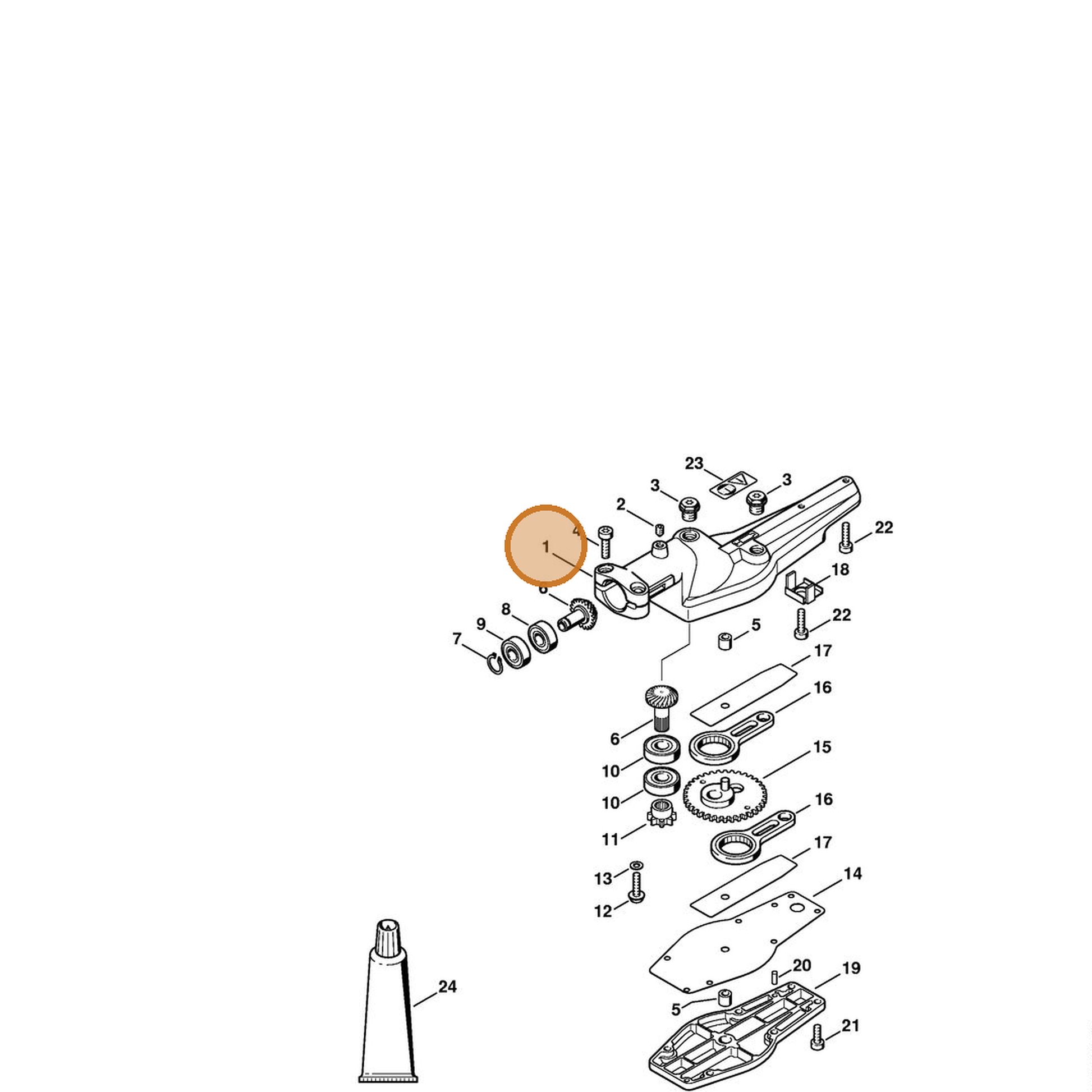 STIHL part 4230-640-0504 — IPL diagram snippet (6x zoom, amber highlight)