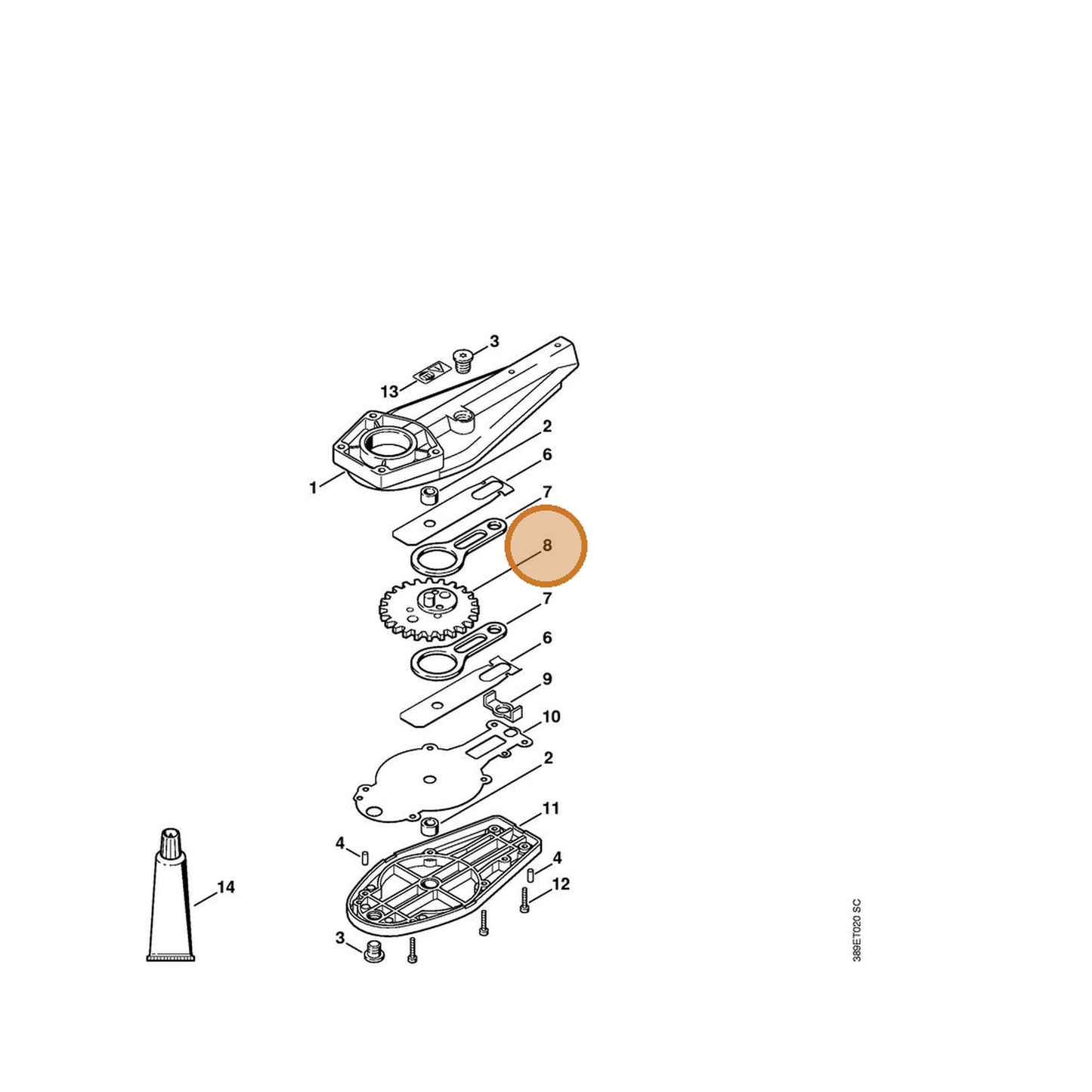 STIHL part 4230-640-7501 — IPL diagram snippet (6x zoom, amber highlight)