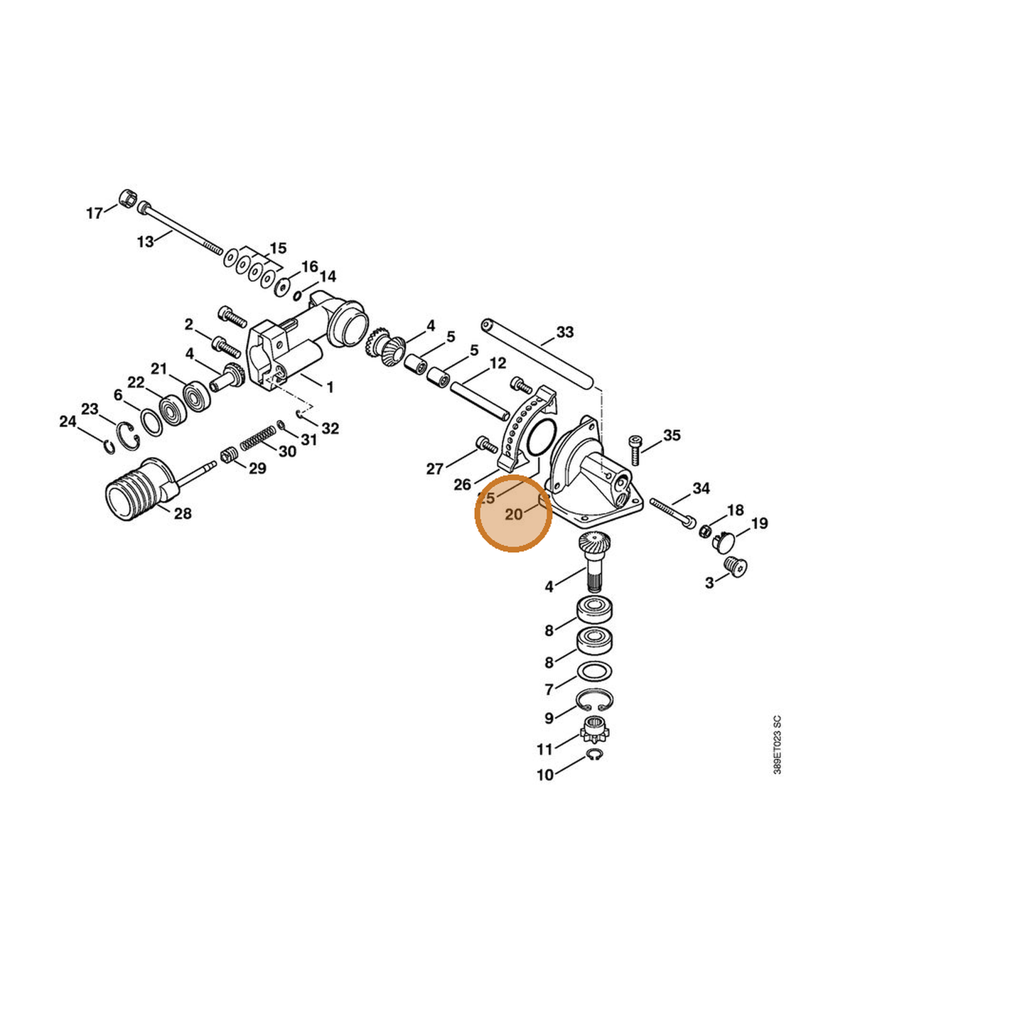 STIHL part 4230-641-0350 — IPL diagram snippet (6x zoom, amber highlight)
