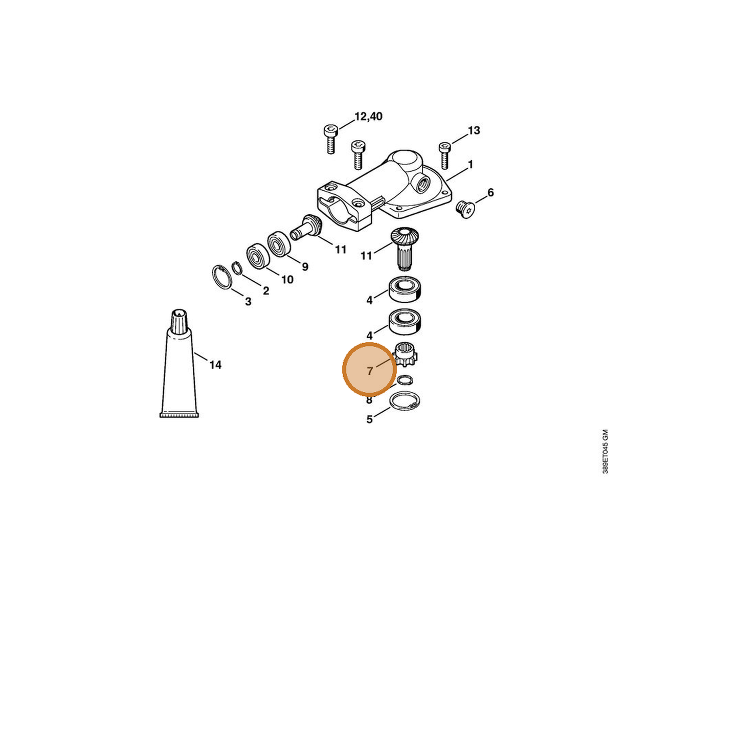 STIHL part 4230-642-0405 — IPL diagram snippet (6x zoom, amber highlight)