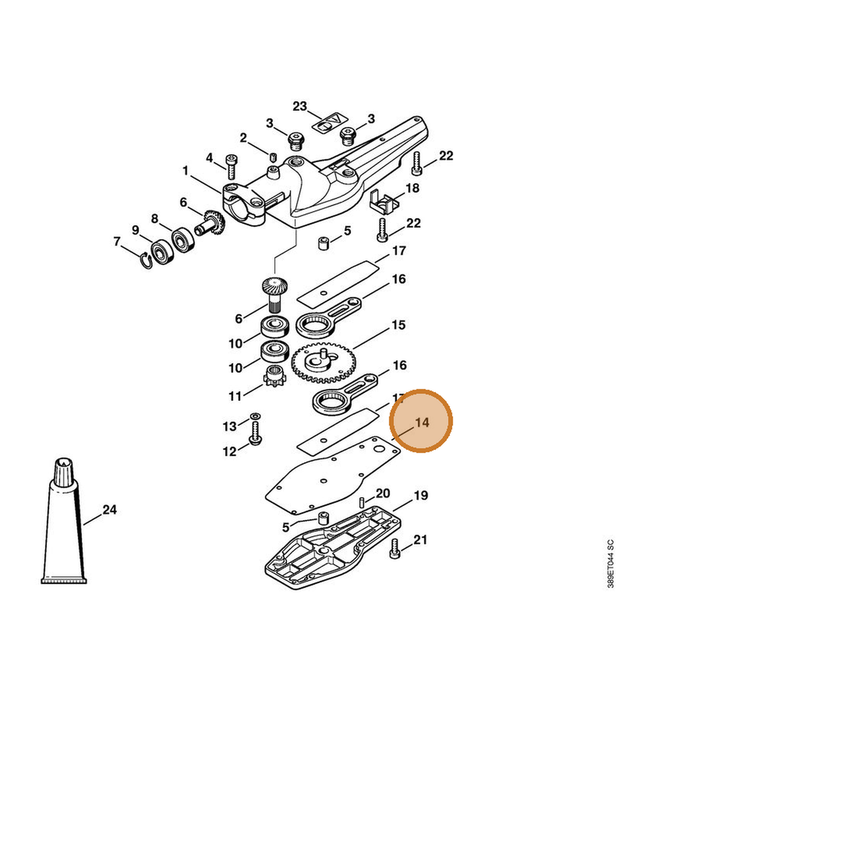 STIHL part 4230-649-0304 — IPL diagram snippet (6x zoom, amber highlight)