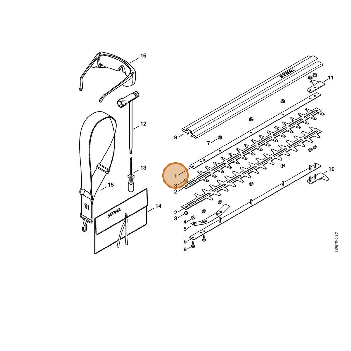 STIHL part 4230-704-3500 — IPL diagram snippet (6x zoom, amber highlight)