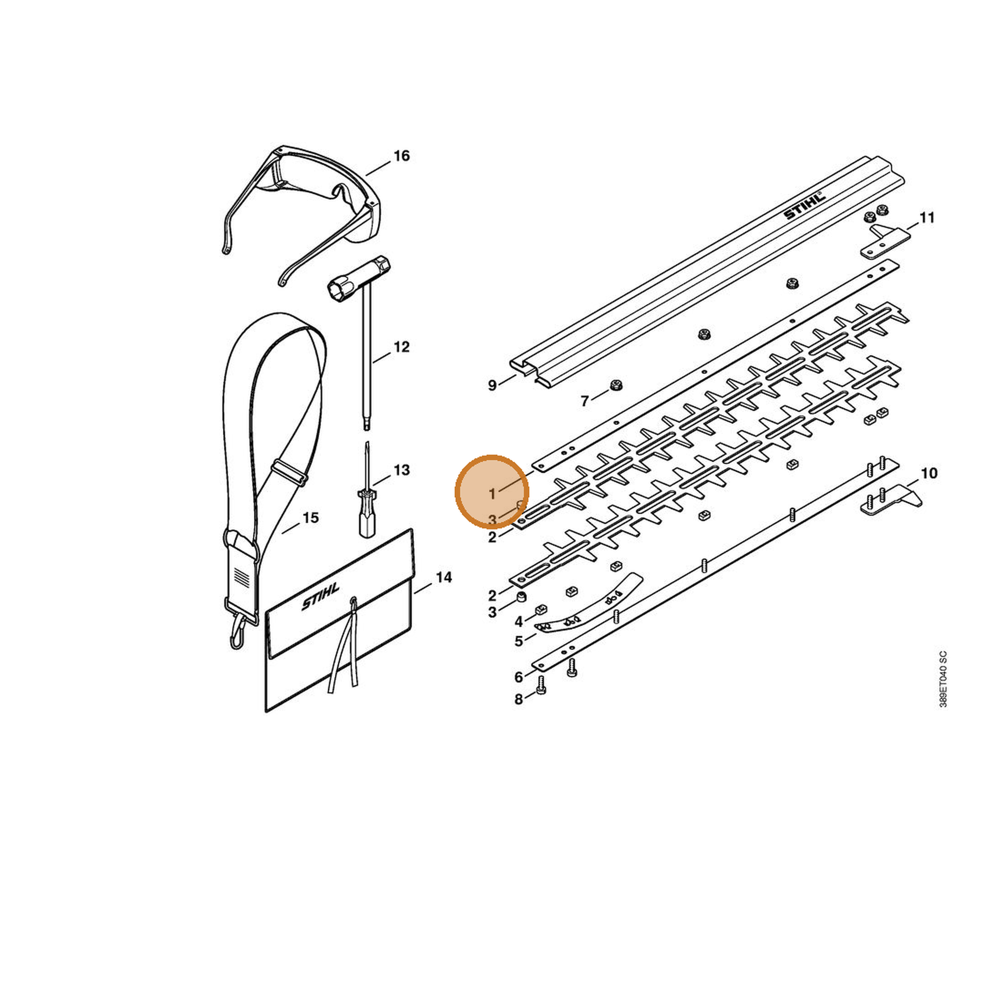 STIHL part 4230-704-3500 — IPL diagram snippet (6x zoom, amber highlight)