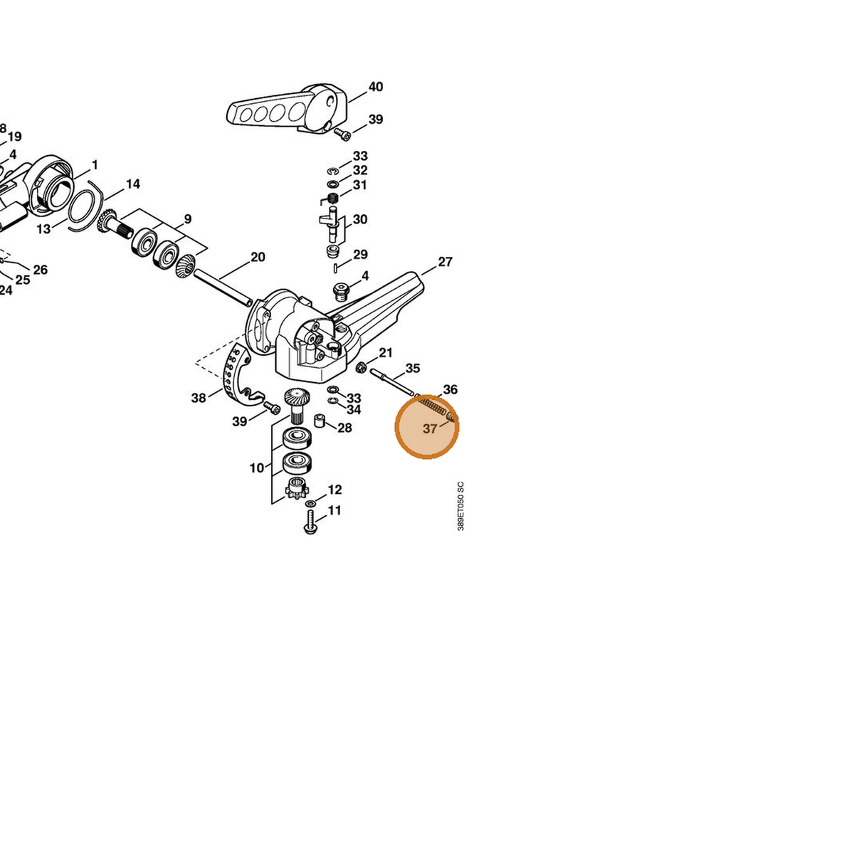 STIHL part 4230-708-2100 — IPL diagram snippet (6x zoom, amber highlight)