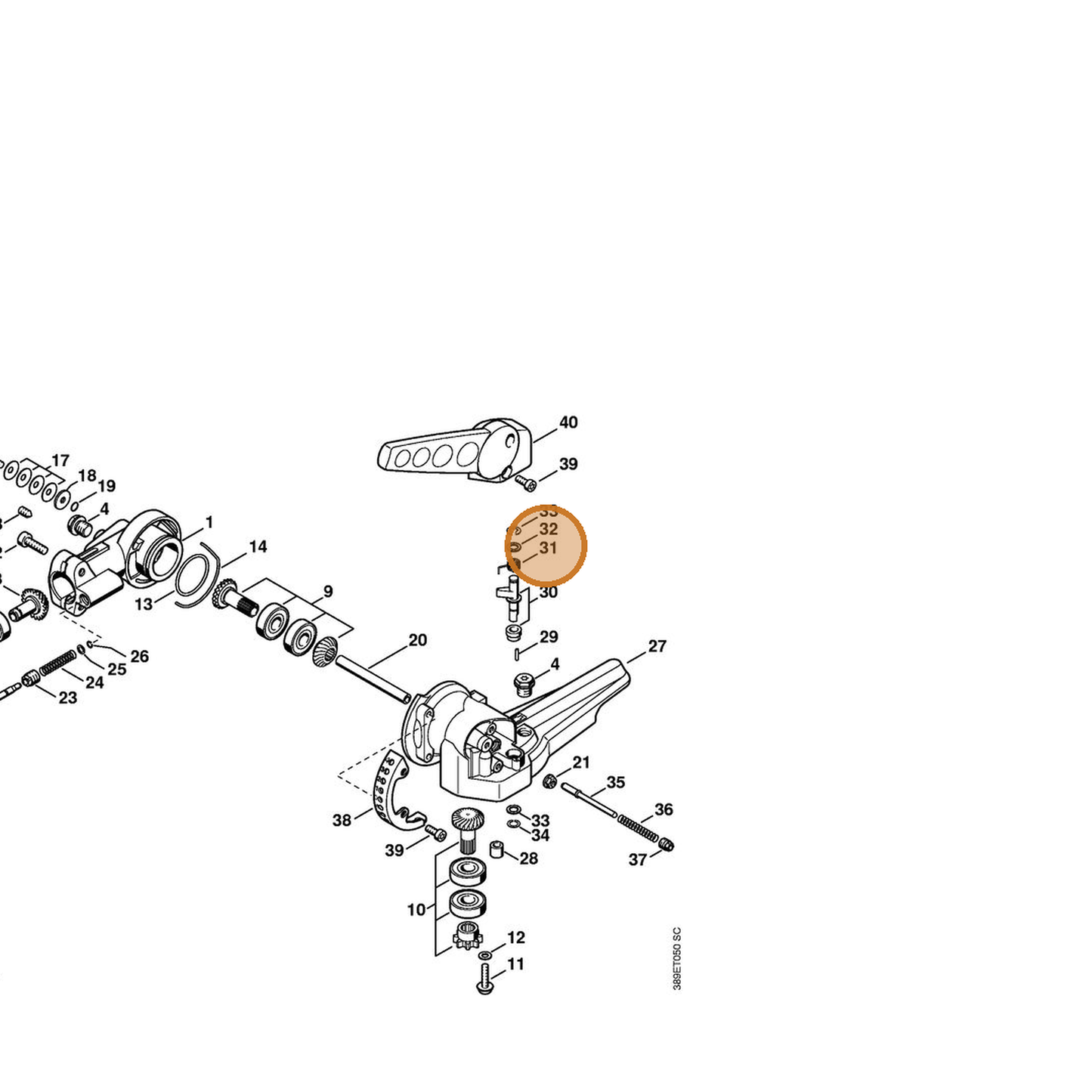 STIHL part 4230-708-4500 — IPL diagram snippet (6x zoom, amber highlight)