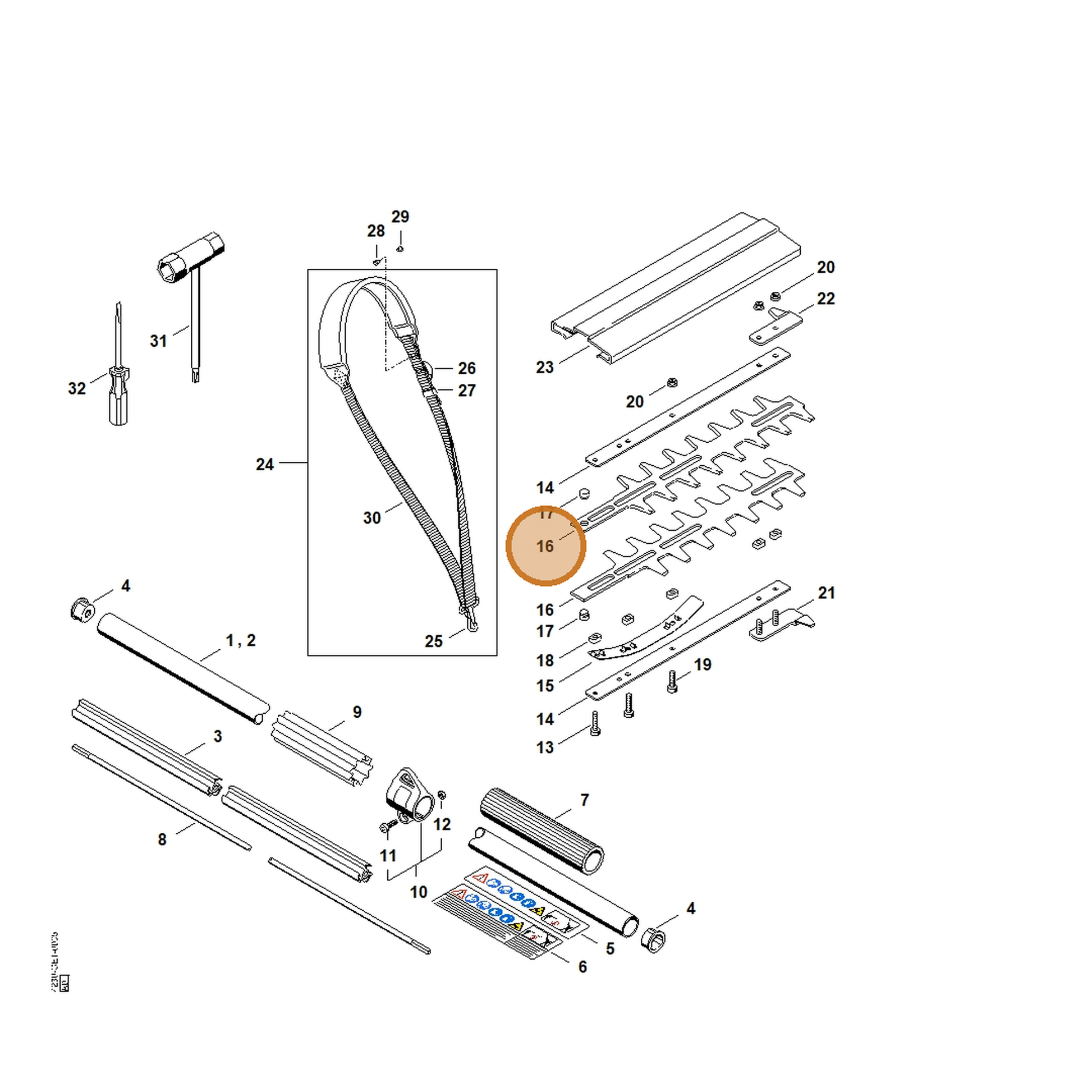 STIHL part 4230-710-6052 — IPL diagram snippet (6x zoom, amber highlight)