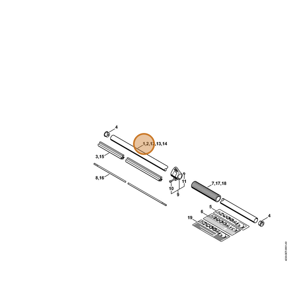 STIHL part 4230-710-7103 — IPL diagram snippet (6x zoom, amber highlight)