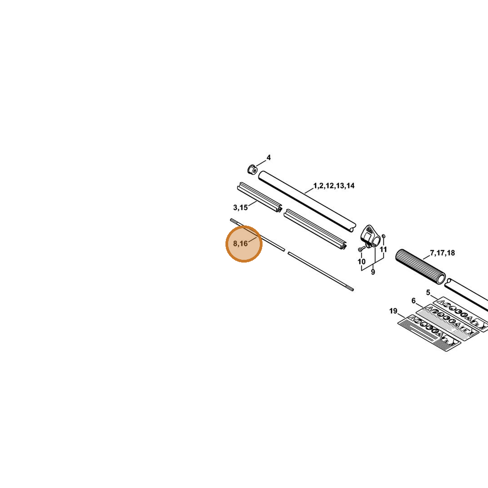 STIHL part 4230-711-3200 — IPL diagram snippet (6x zoom, amber highlight)