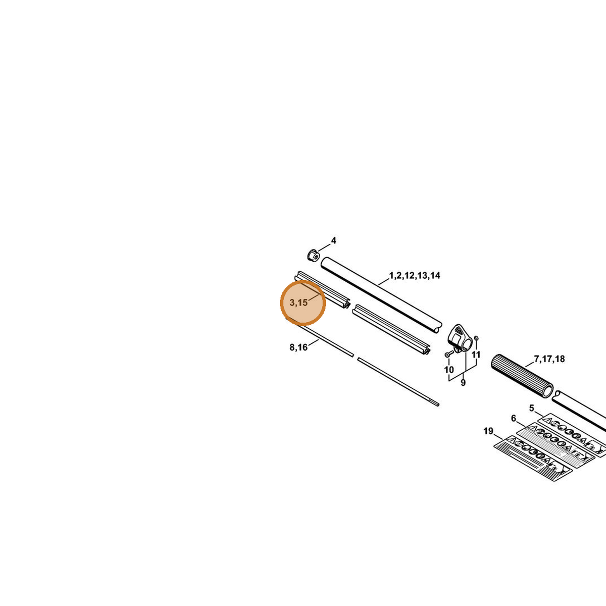 STIHL part 4230-711-7300 — IPL diagram snippet (6x zoom, amber highlight)
