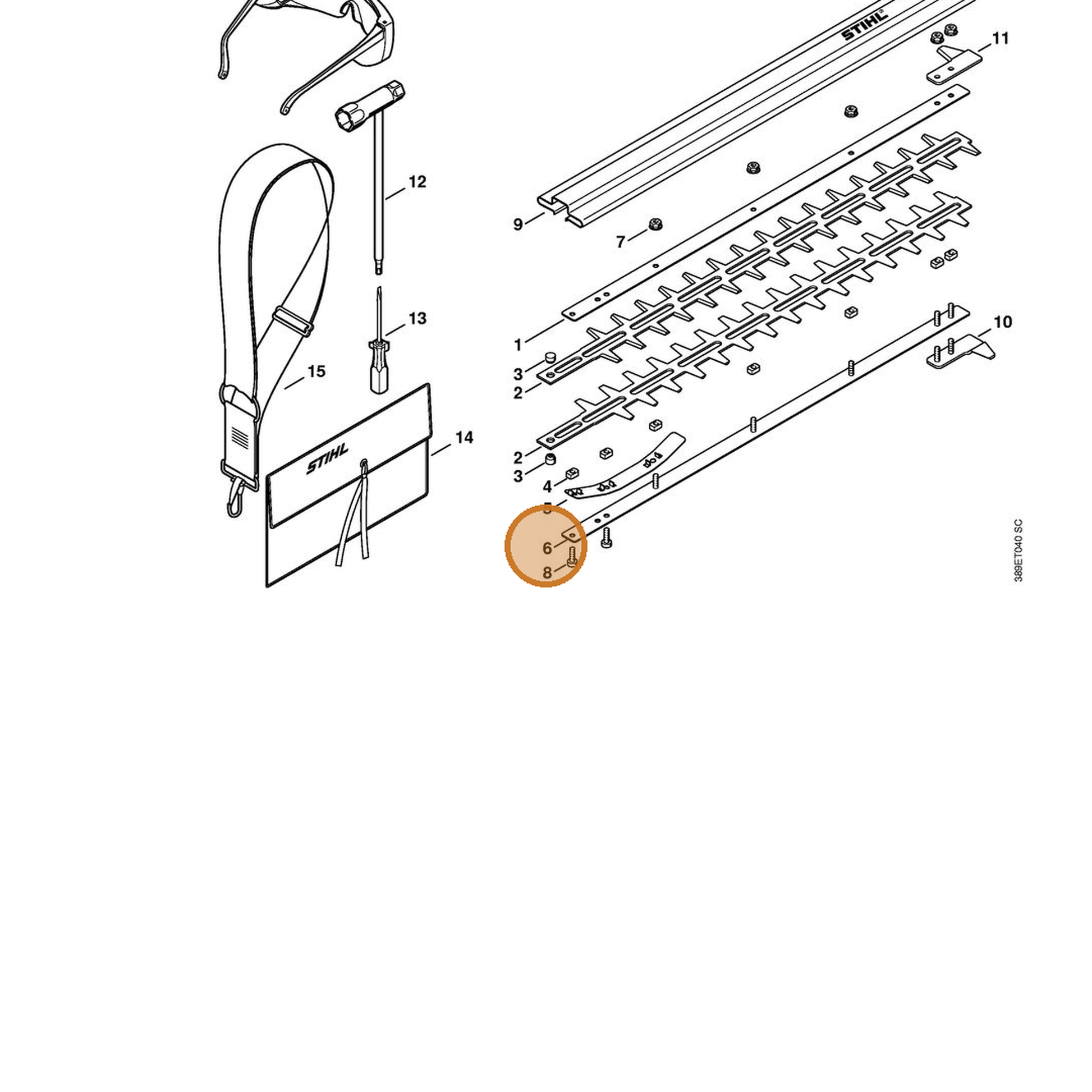 STIHL part 4230-740-6500 — IPL diagram snippet (6x zoom, amber highlight)