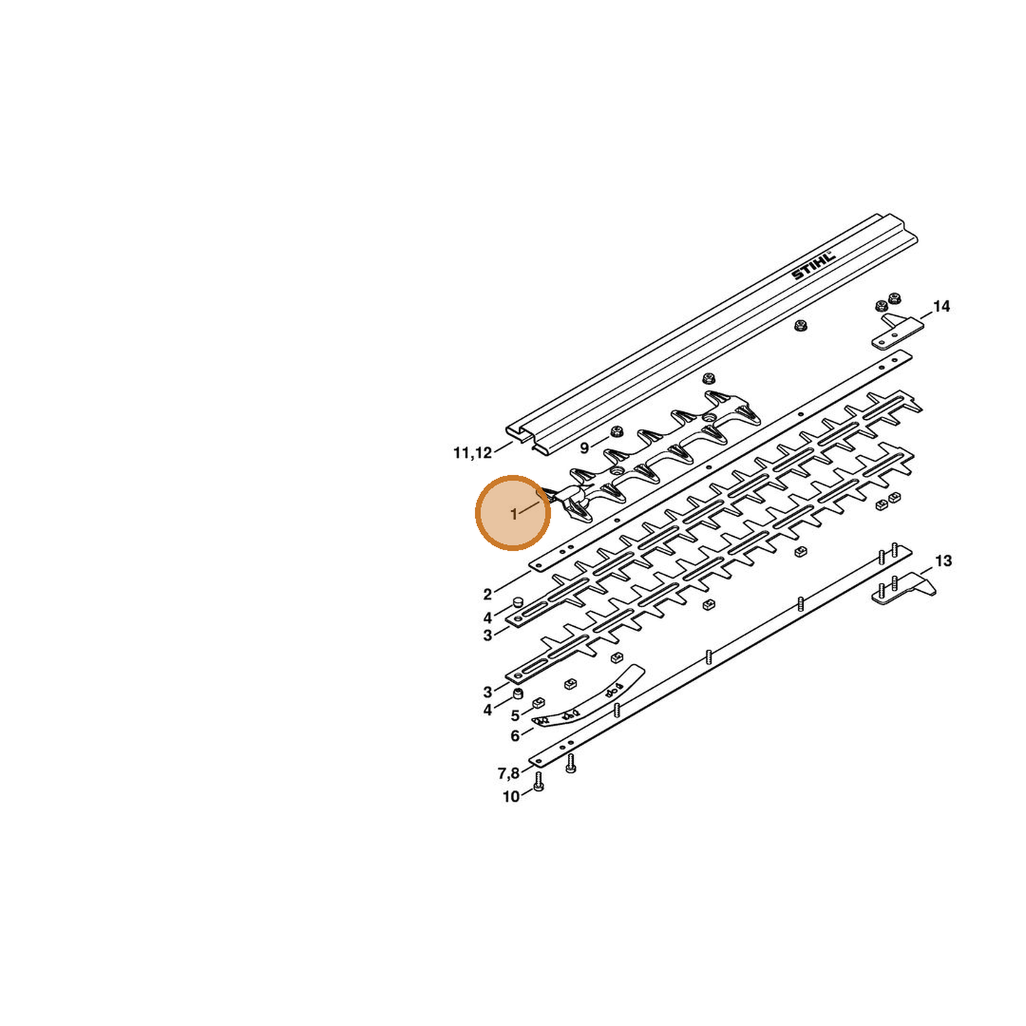 STIHL part 4230-740-9500 — IPL diagram snippet (6x zoom, amber highlight)