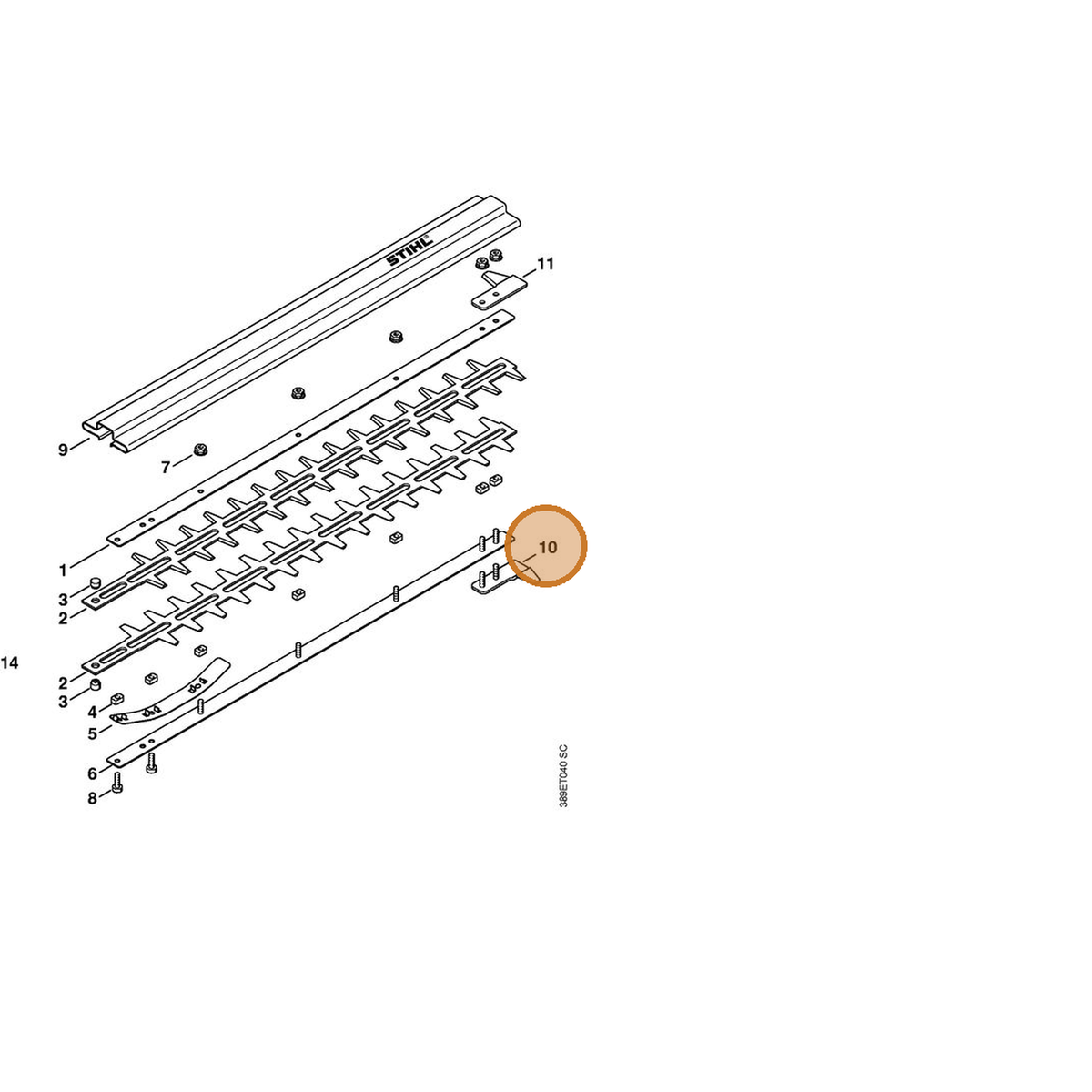 STIHL part 4230-790-9800 — IPL diagram snippet (6x zoom, amber highlight)