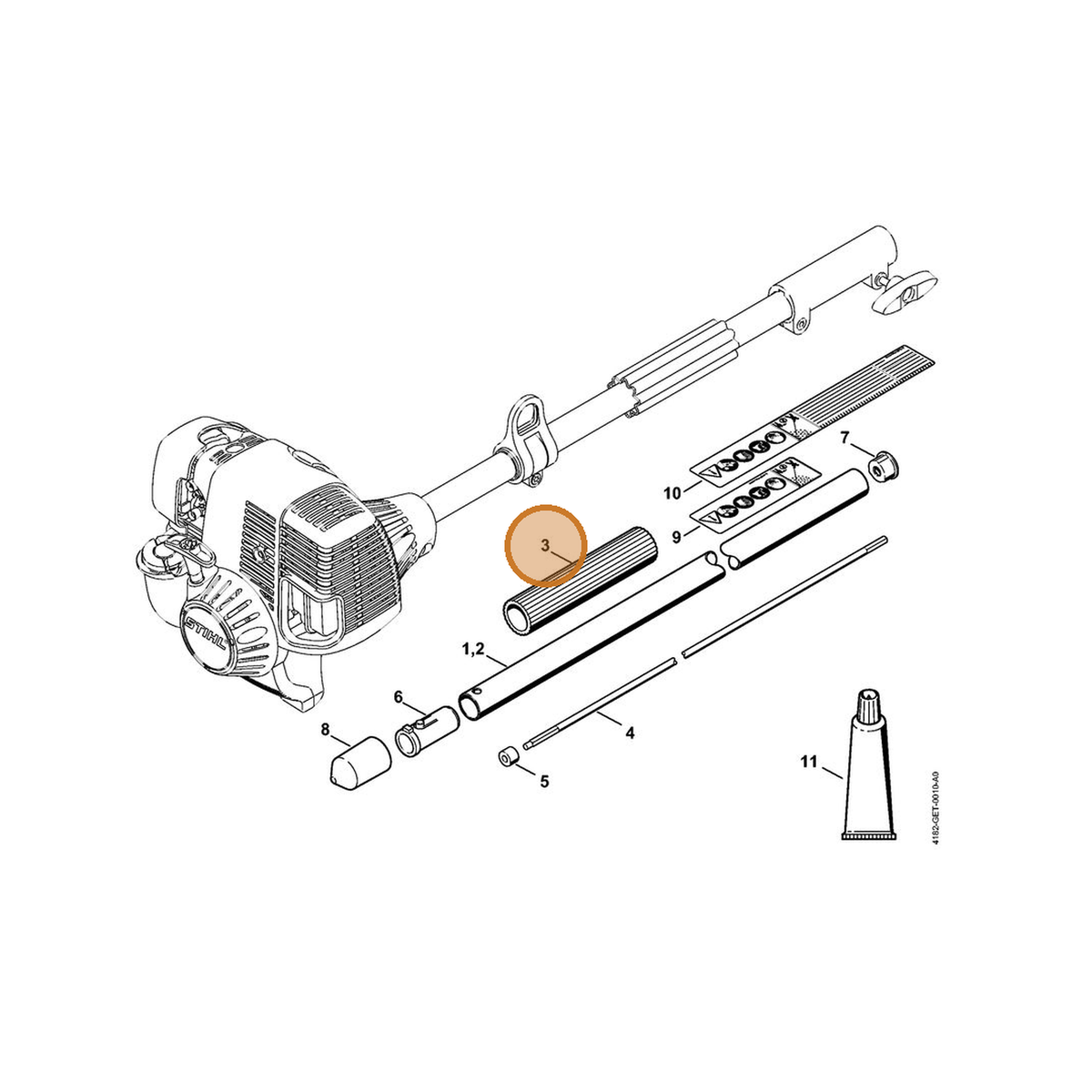 STIHL part 4230-791-2001 — IPL diagram snippet (6x zoom, amber highlight)