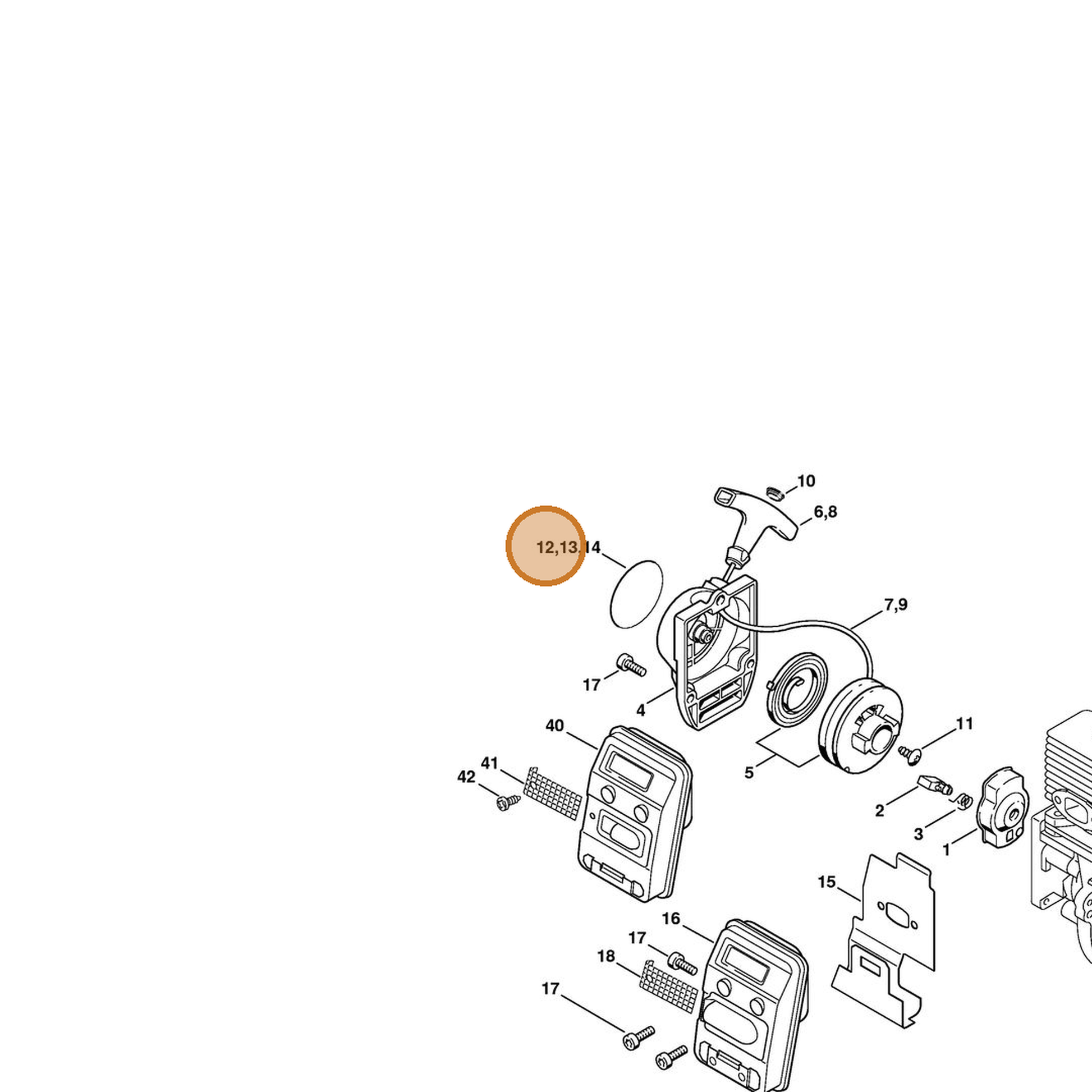 STIHL part 4230-967-1505 — IPL diagram snippet (6x zoom, amber highlight)