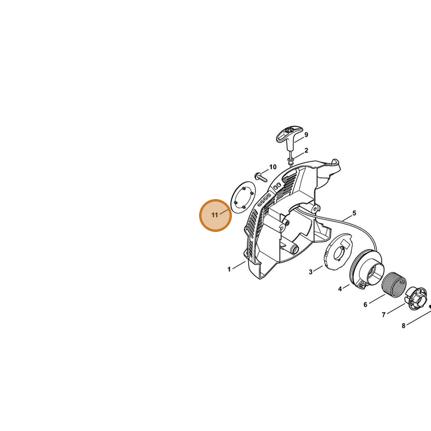 STIHL part 4236-967-1500 — IPL diagram snippet (6x zoom, amber highlight)