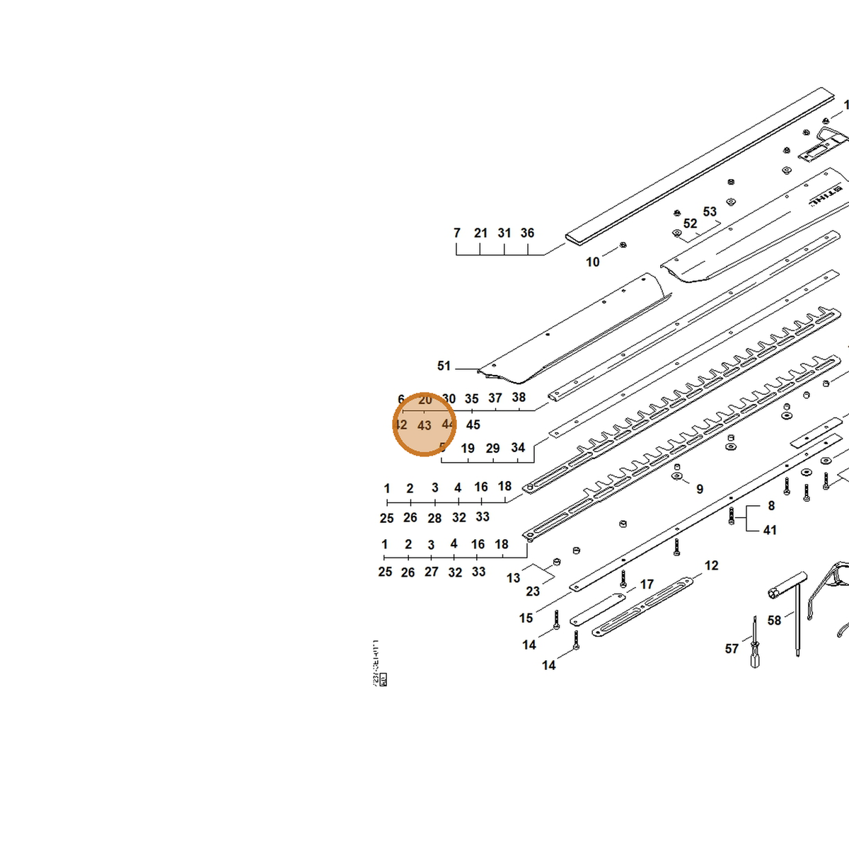 STIHL part 4237-007-1002 — IPL diagram snippet (6x zoom, amber highlight)