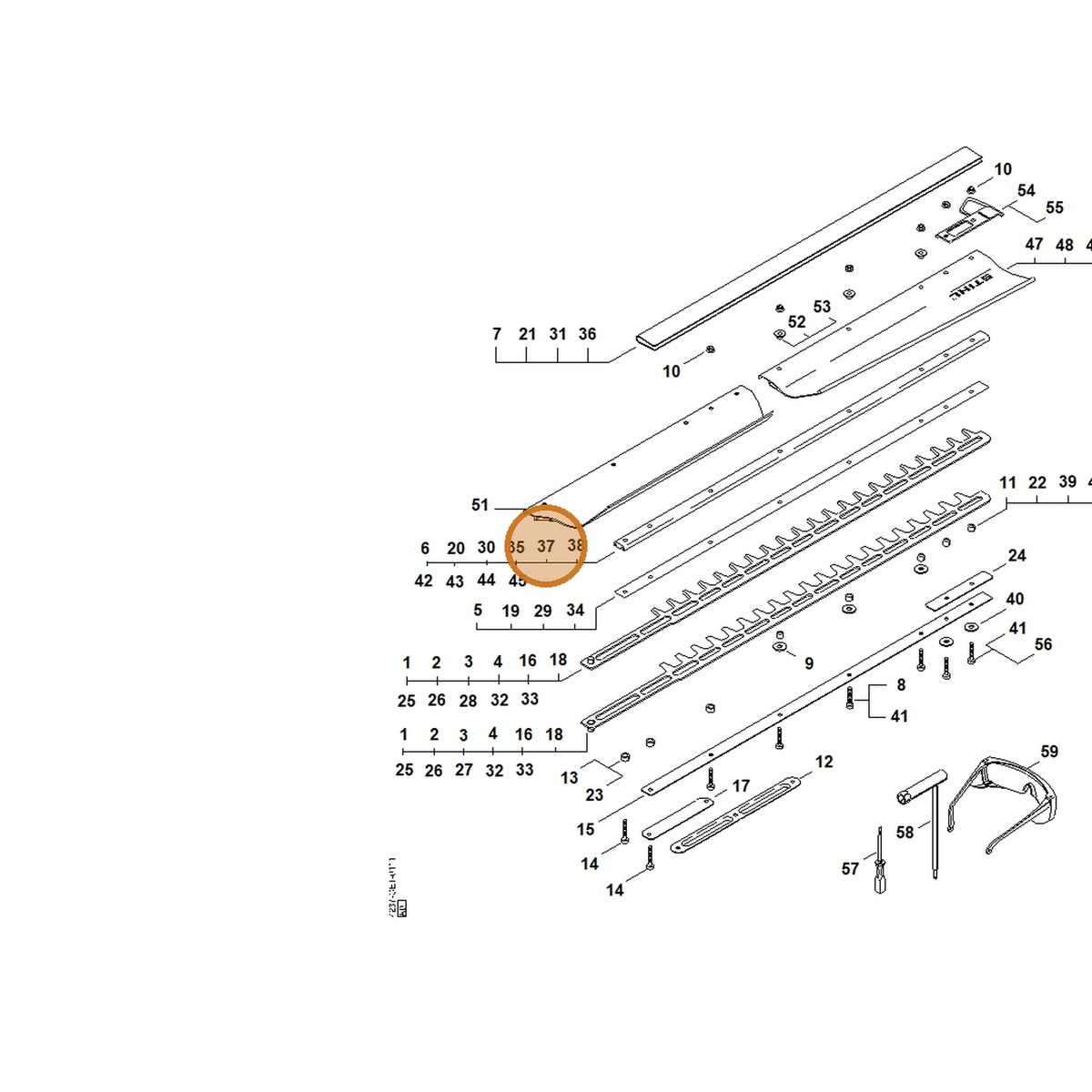 STIHL part 4237-007-1003 — IPL diagram snippet (6x zoom, amber highlight)