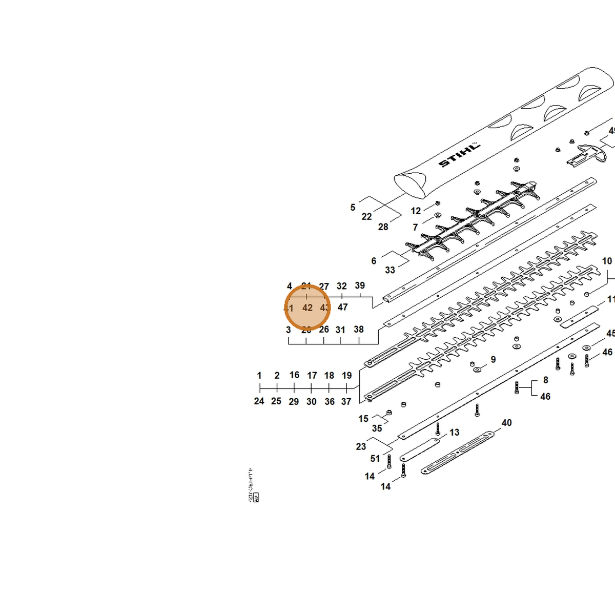 STIHL part 4237-007-1008 — IPL diagram snippet (6x zoom, amber highlight)