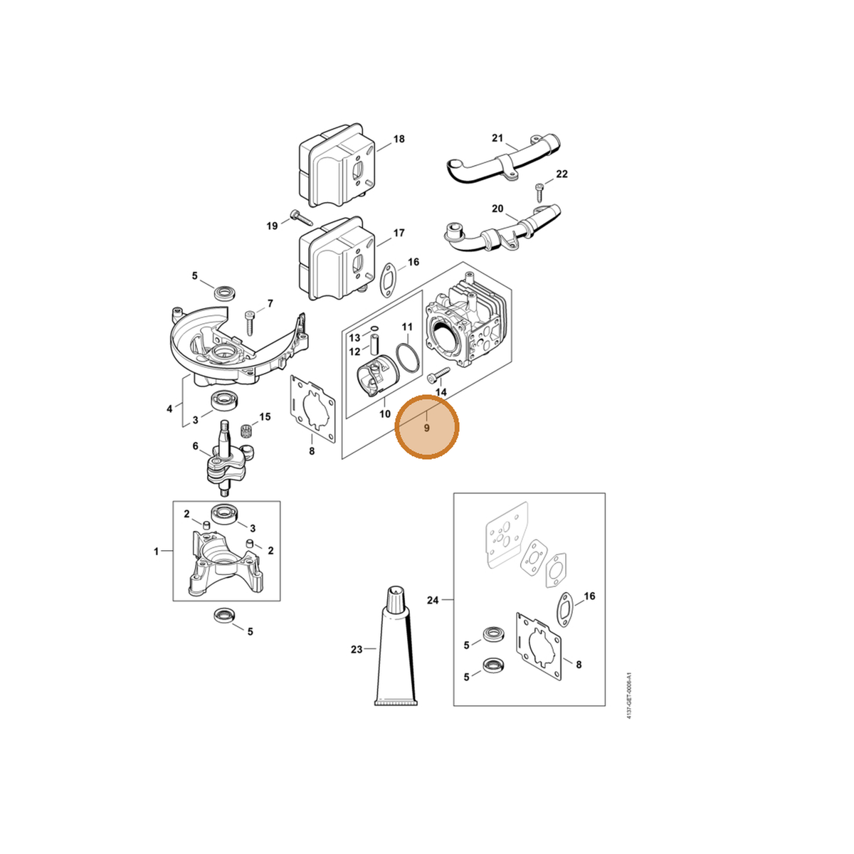 STIHL part 4237-020-1202 — IPL diagram snippet (6x zoom, amber highlight)