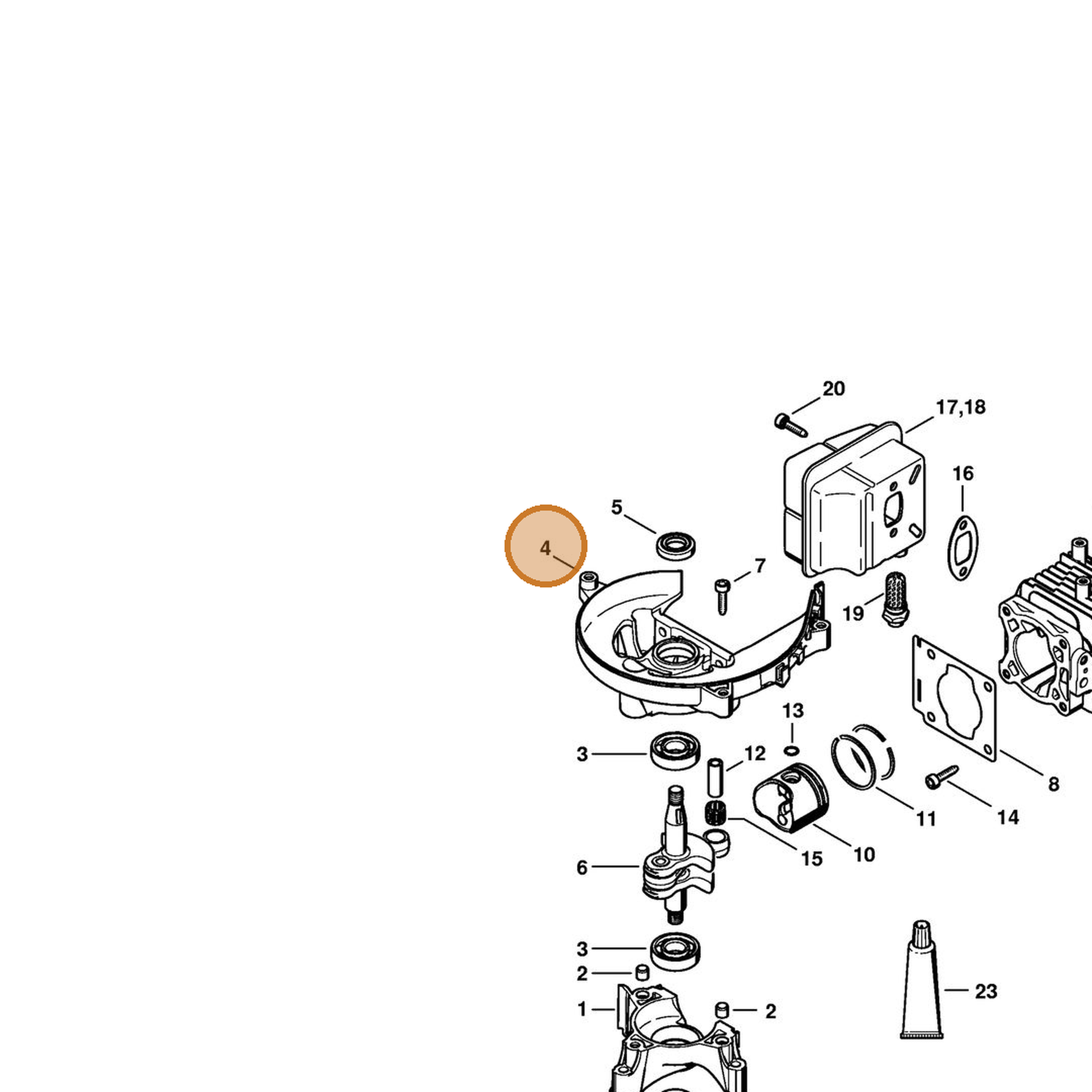 STIHL part 4237-020-2600 — IPL diagram snippet (6x zoom, amber highlight)