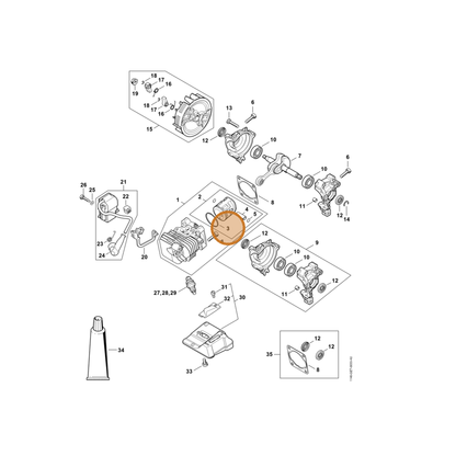 STIHL part 4237-034-3001 — IPL diagram snippet (6x zoom, amber highlight)
