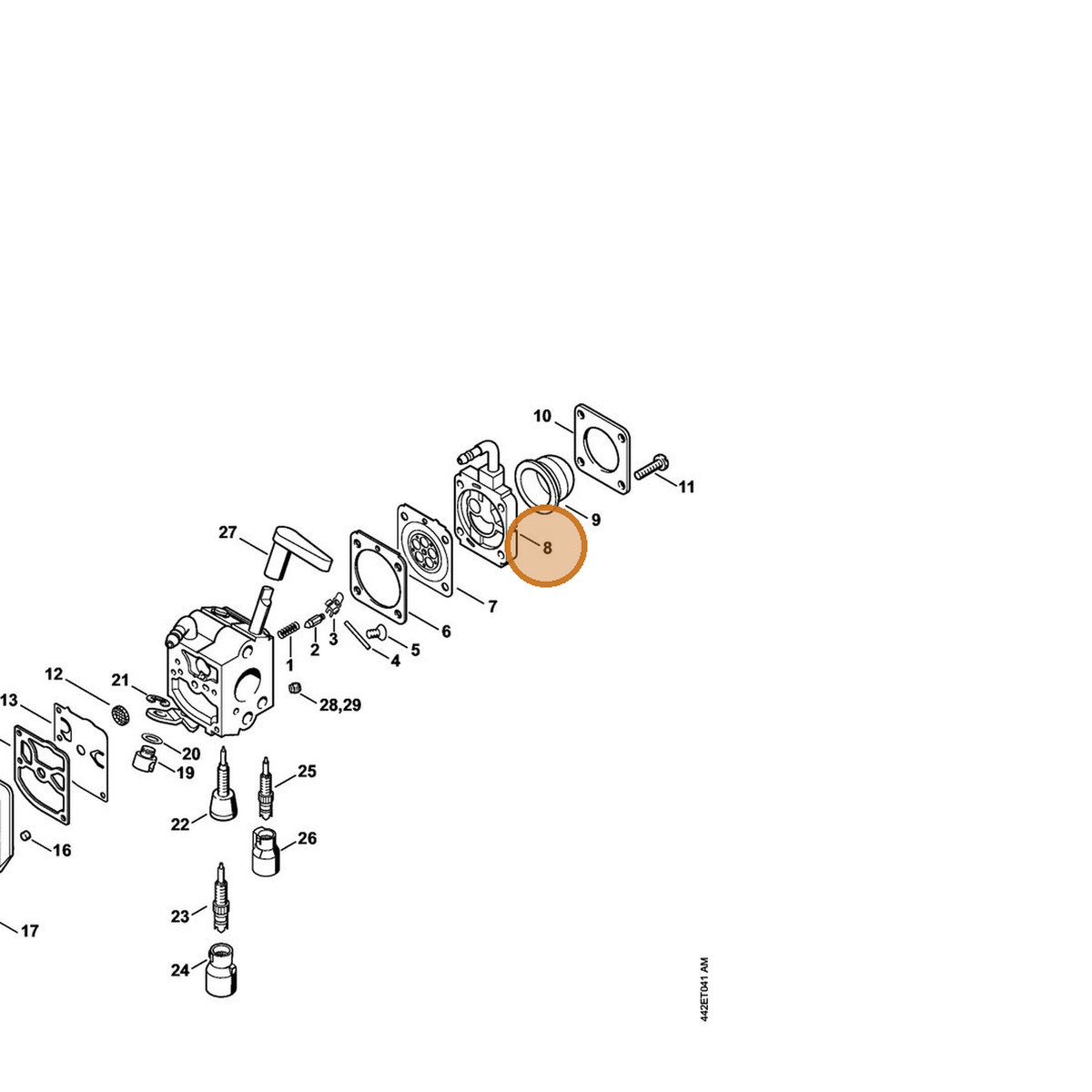 STIHL part 4237-120-2202 — IPL diagram snippet (6x zoom, amber highlight)