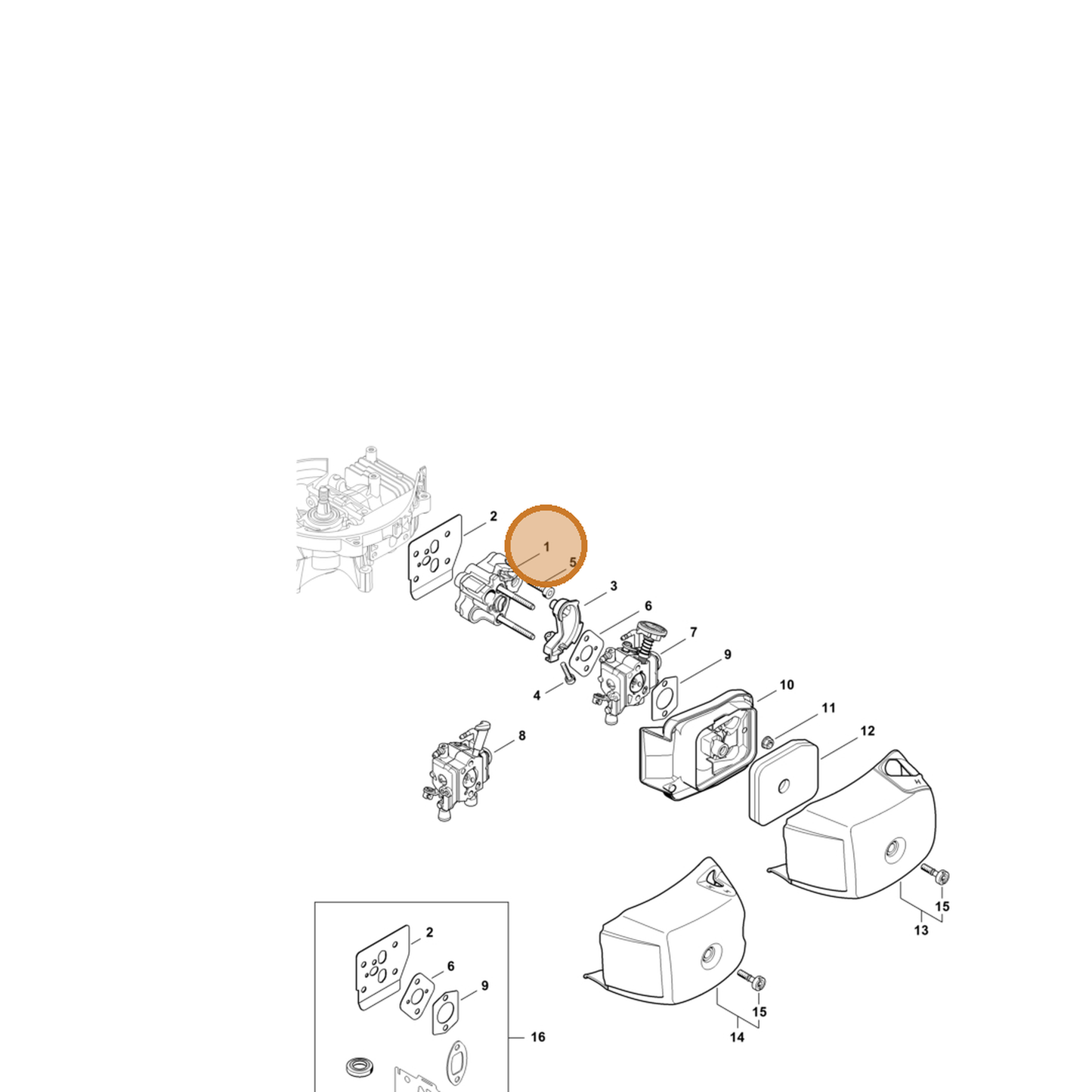 STIHL part 4237-120-2300 — IPL diagram snippet (6x zoom, amber highlight)