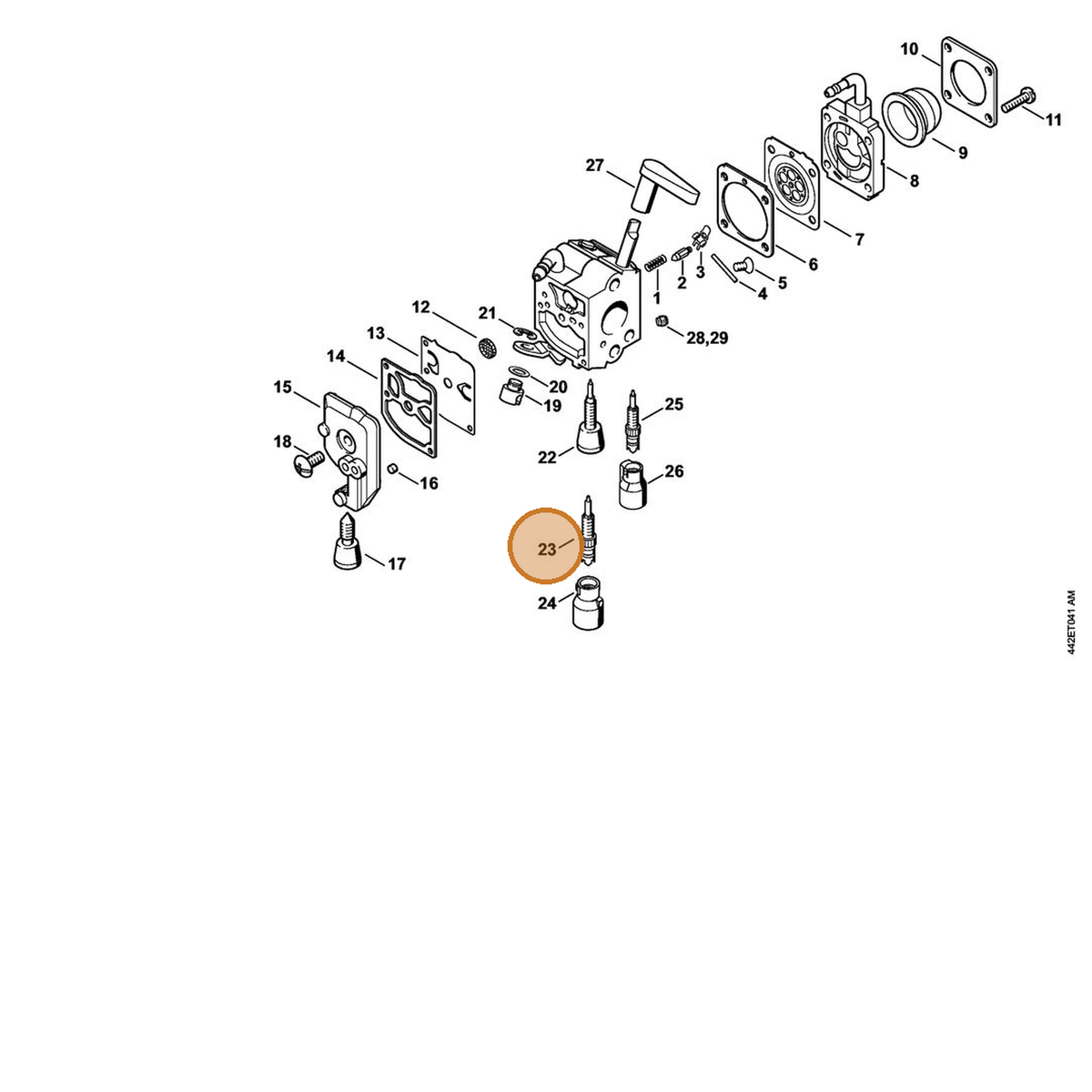 STIHL part 4237-120-6801 — IPL diagram snippet (6x zoom, amber highlight)