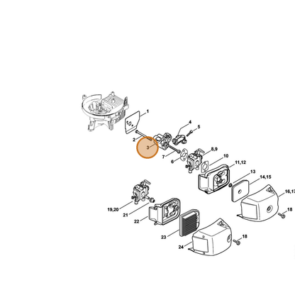 STIHL part 4237-121-1603 — IPL diagram snippet (6x zoom, amber highlight)