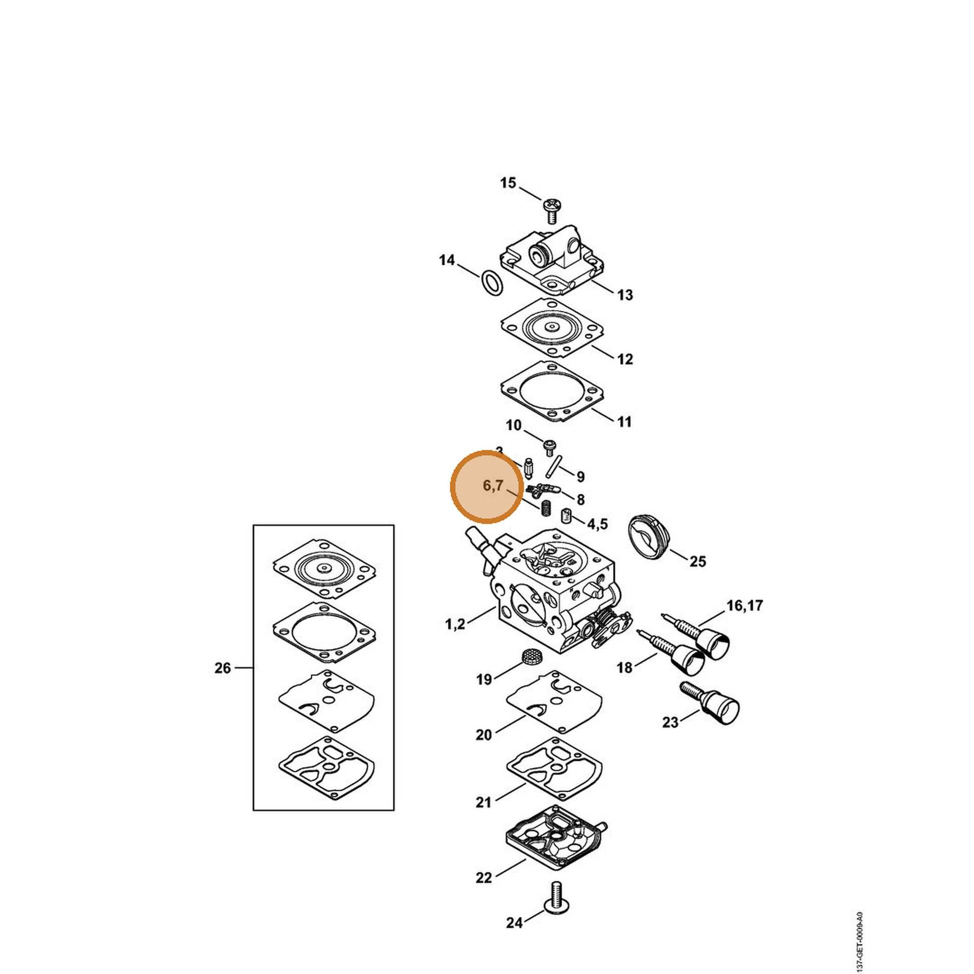 STIHL part 4237-121-5600 — IPL diagram snippet (6x zoom, amber highlight)