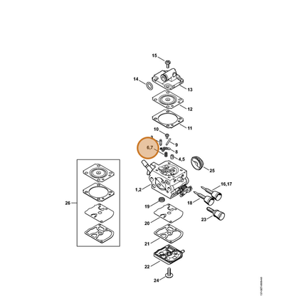 STIHL part 4237-121-5600 — IPL diagram snippet (6x zoom, amber highlight)