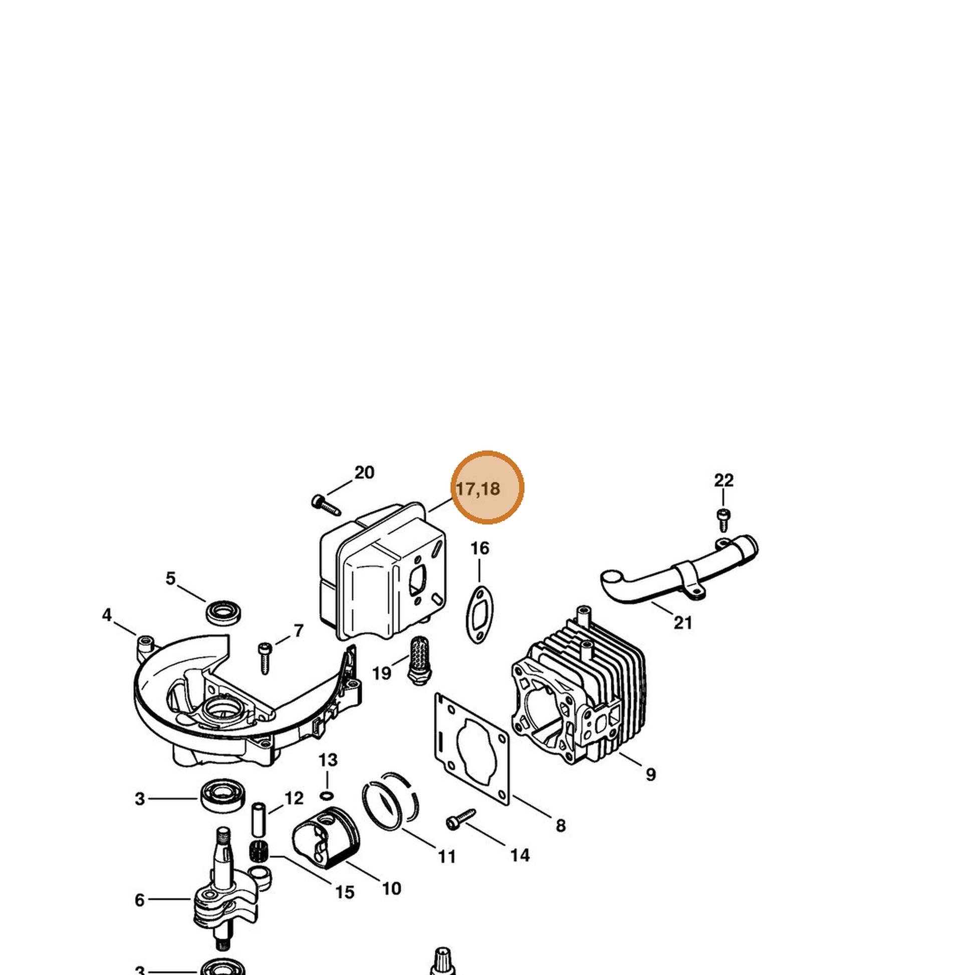 STIHL part 4237-140-0601 — IPL diagram snippet (6x zoom, amber highlight)
