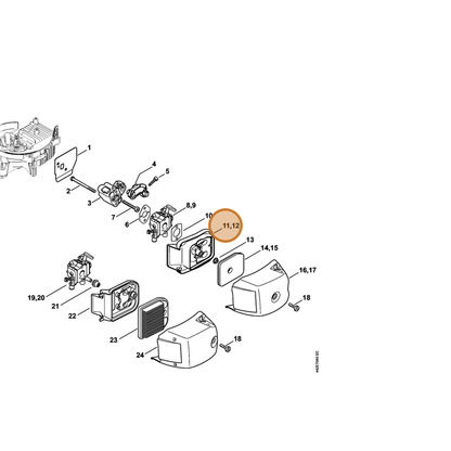 STIHL part 4237-140-2801 — IPL diagram snippet (6x zoom, amber highlight)