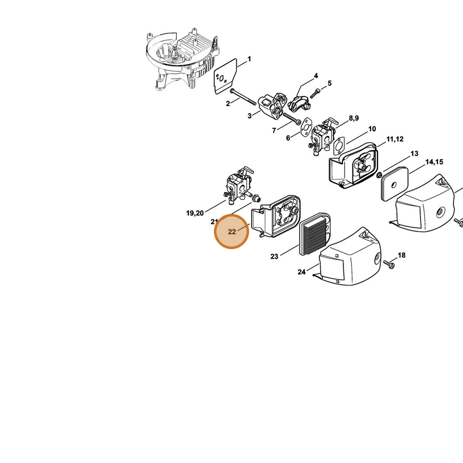 STIHL part 4237-140-2802 — IPL diagram snippet (6x zoom, amber highlight)