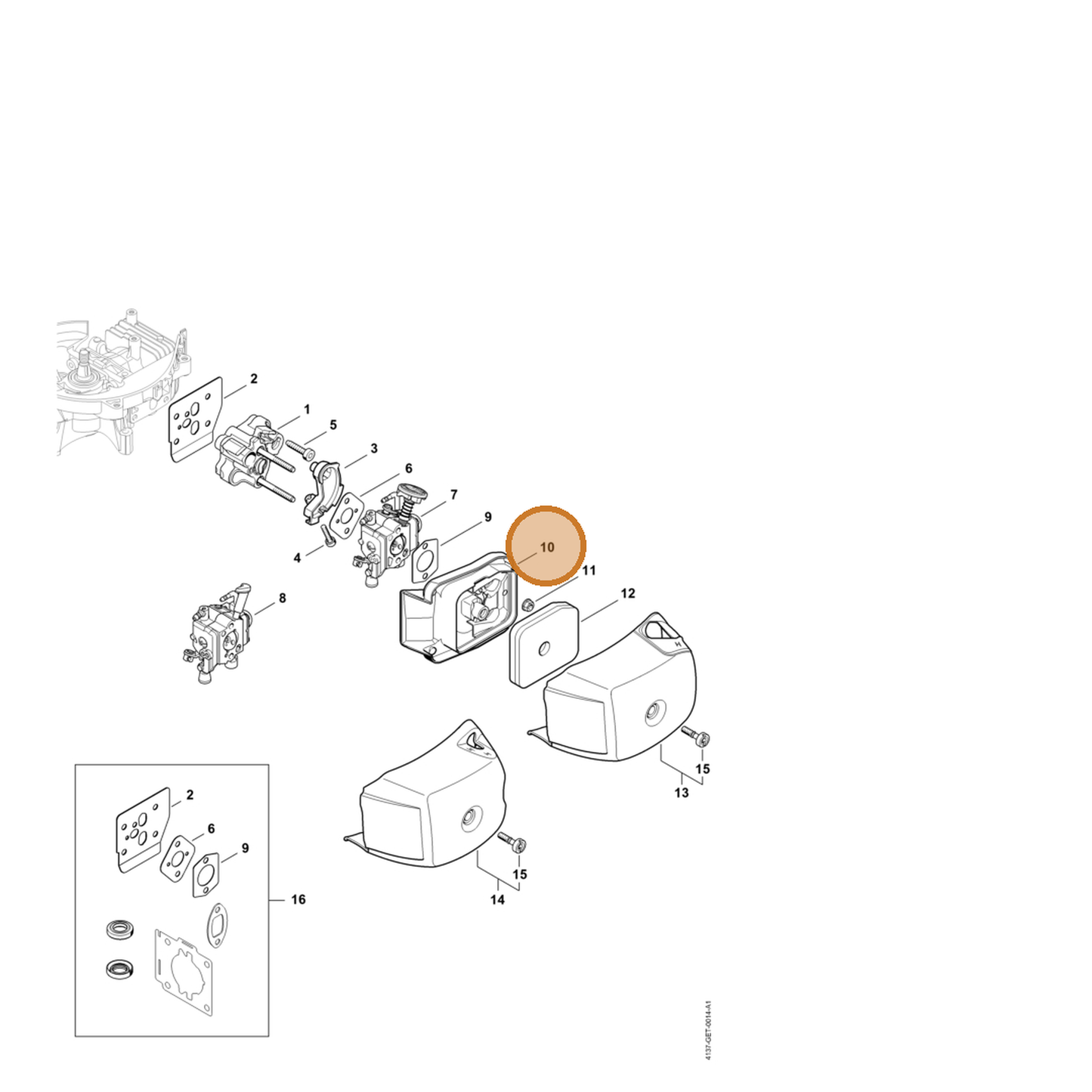 STIHL part 4237-140-2807 — IPL diagram snippet (6x zoom, amber highlight)