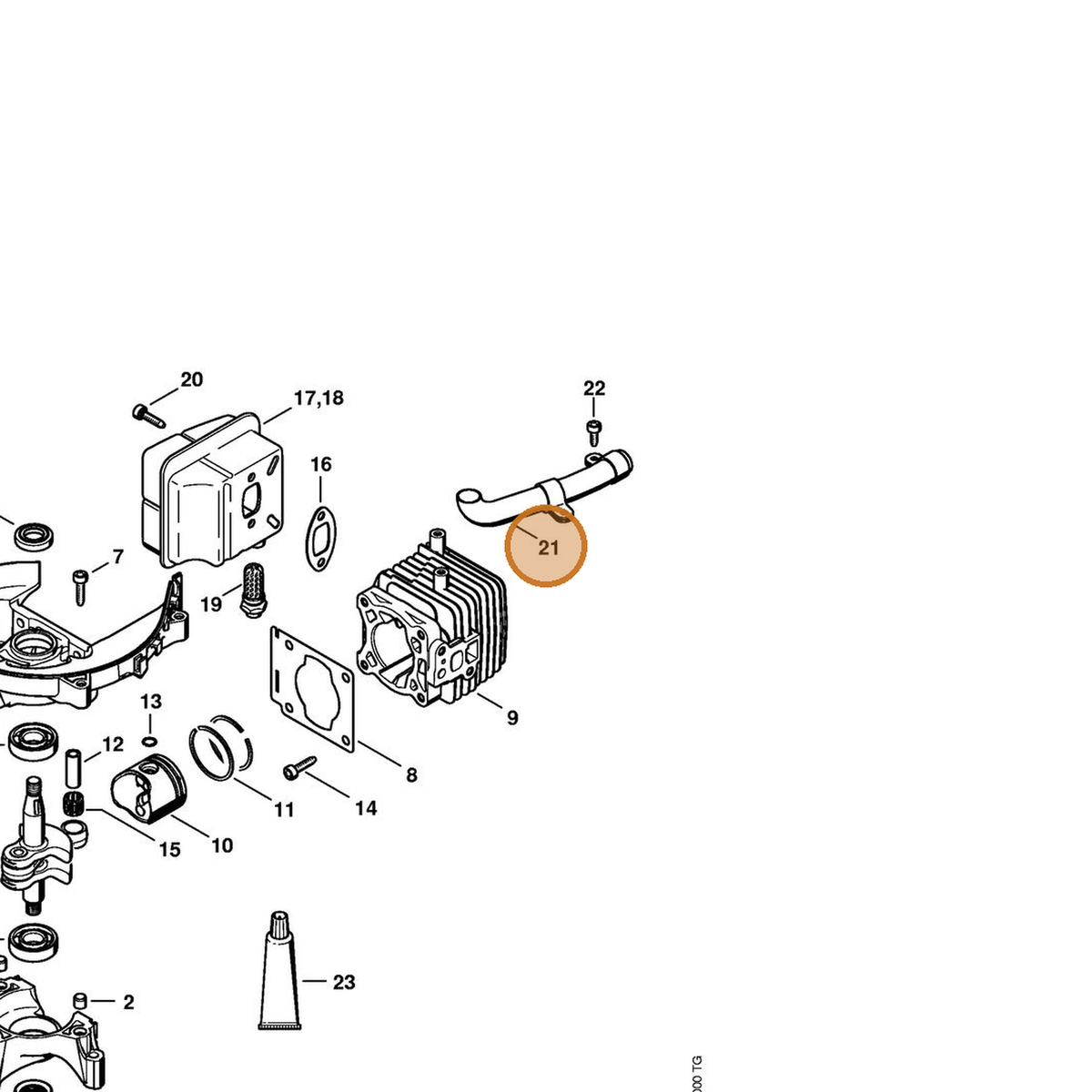 STIHL part 4237-140-3400 — IPL diagram snippet (6x zoom, amber highlight)