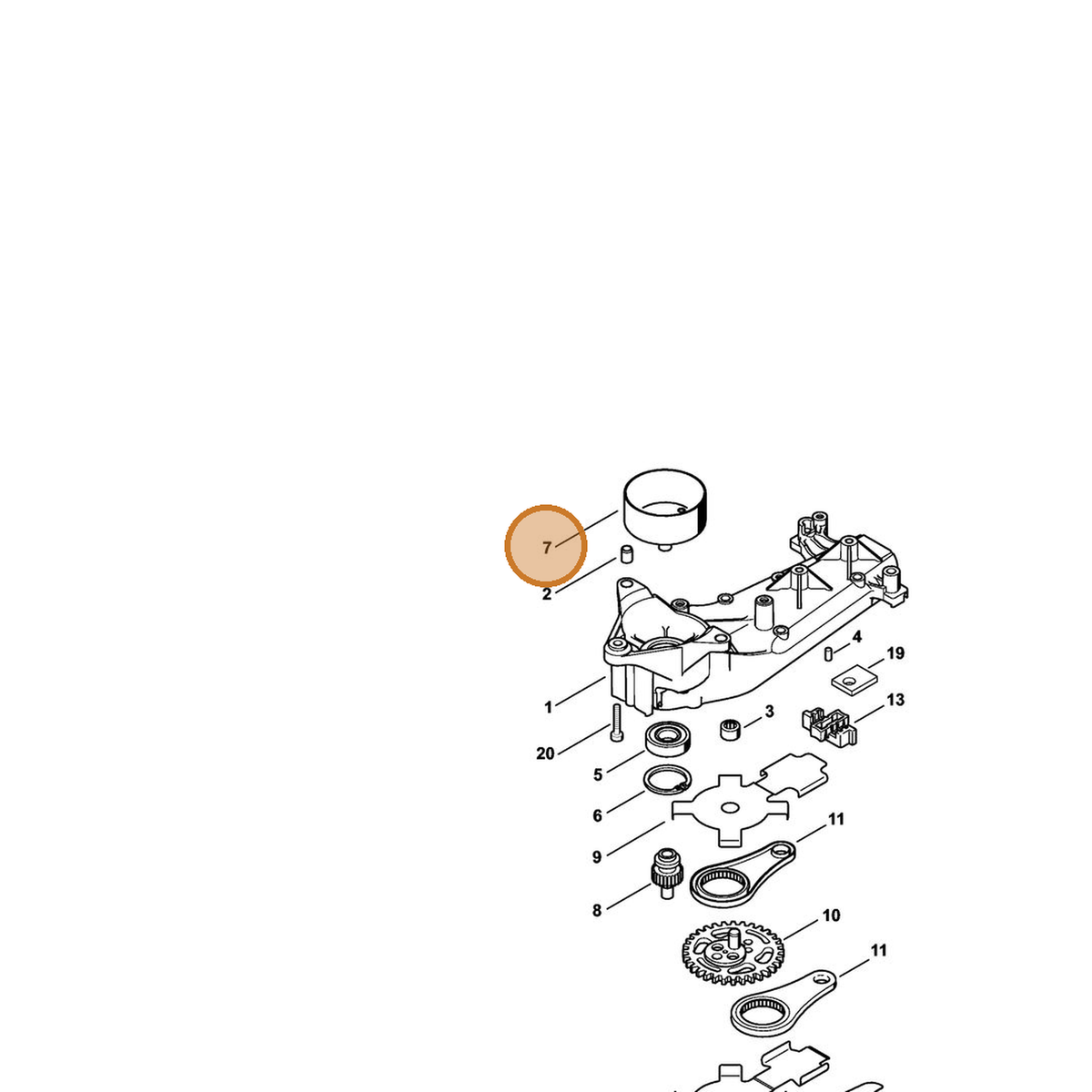 STIHL part 4237-160-2900 — IPL diagram snippet (6x zoom, amber highlight)
