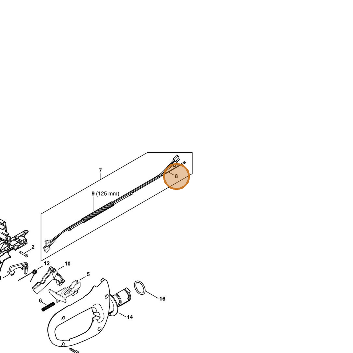 STIHL part 4237-182-3203 — IPL diagram snippet (6x zoom, amber highlight)