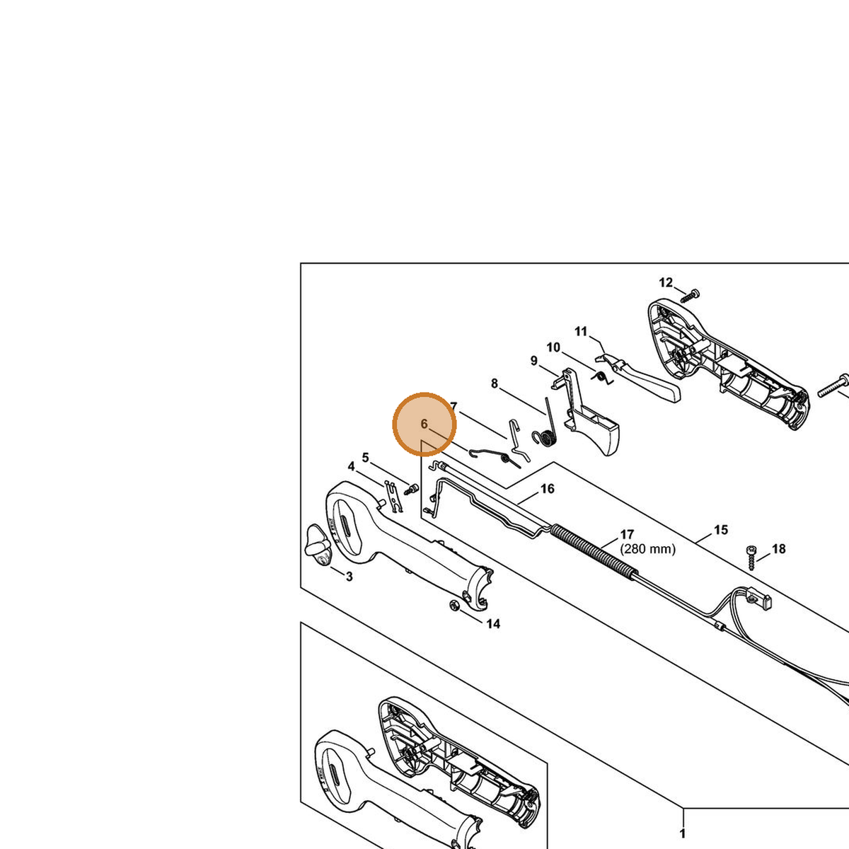 STIHL part 4237-182-4500 — IPL diagram snippet (6x zoom, amber highlight)