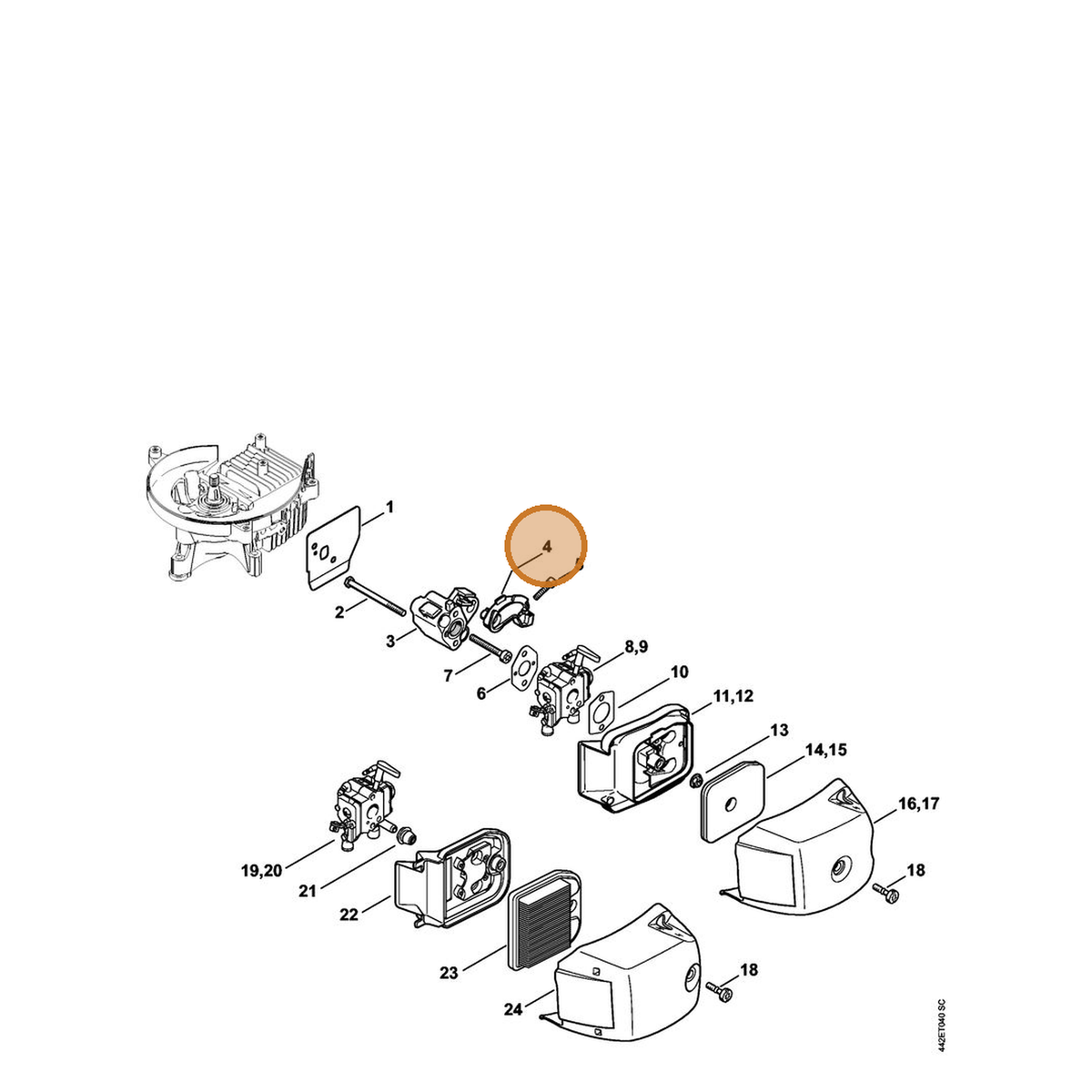 STIHL part 4237-182-7601 — IPL diagram snippet (6x zoom, amber highlight)