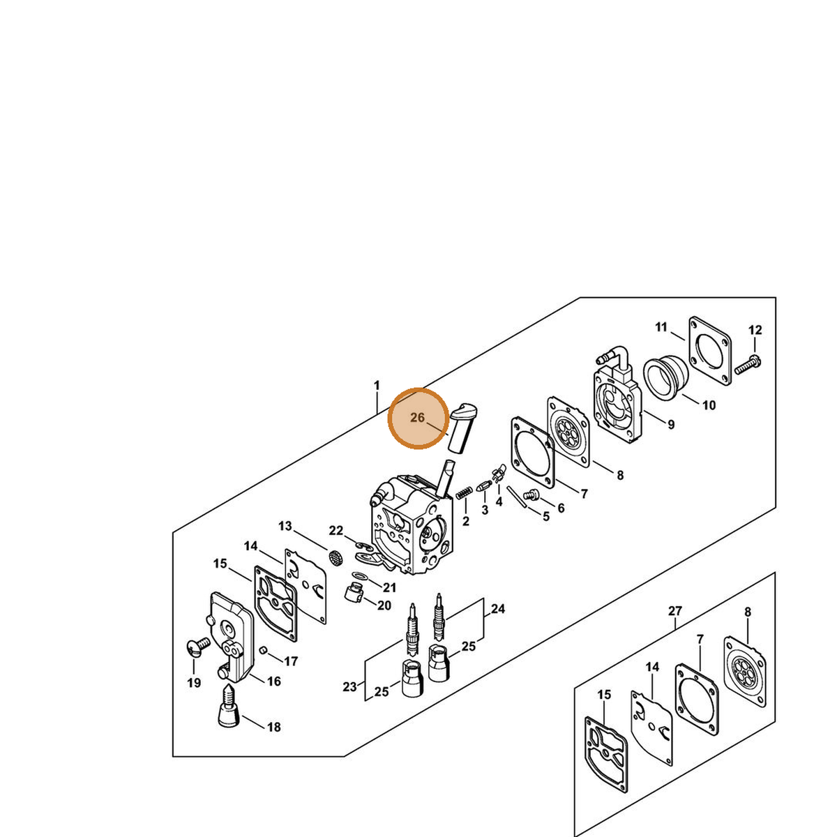 STIHL part 4237-182-9501 — IPL diagram snippet (6x zoom, amber highlight)