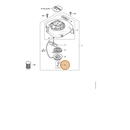 STIHL part 4237-190-5150 — IPL diagram snippet (6x zoom, amber highlight)