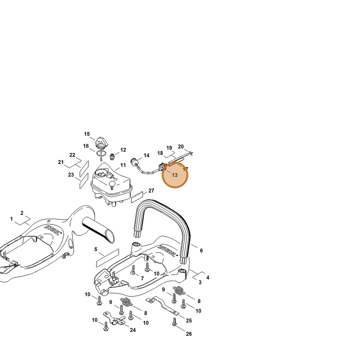 STIHL part 4237-350-1400 — IPL diagram snippet (6x zoom, amber highlight)