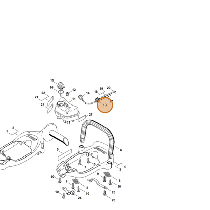 STIHL part 4237-350-1400 — IPL diagram snippet (6x zoom, amber highlight)