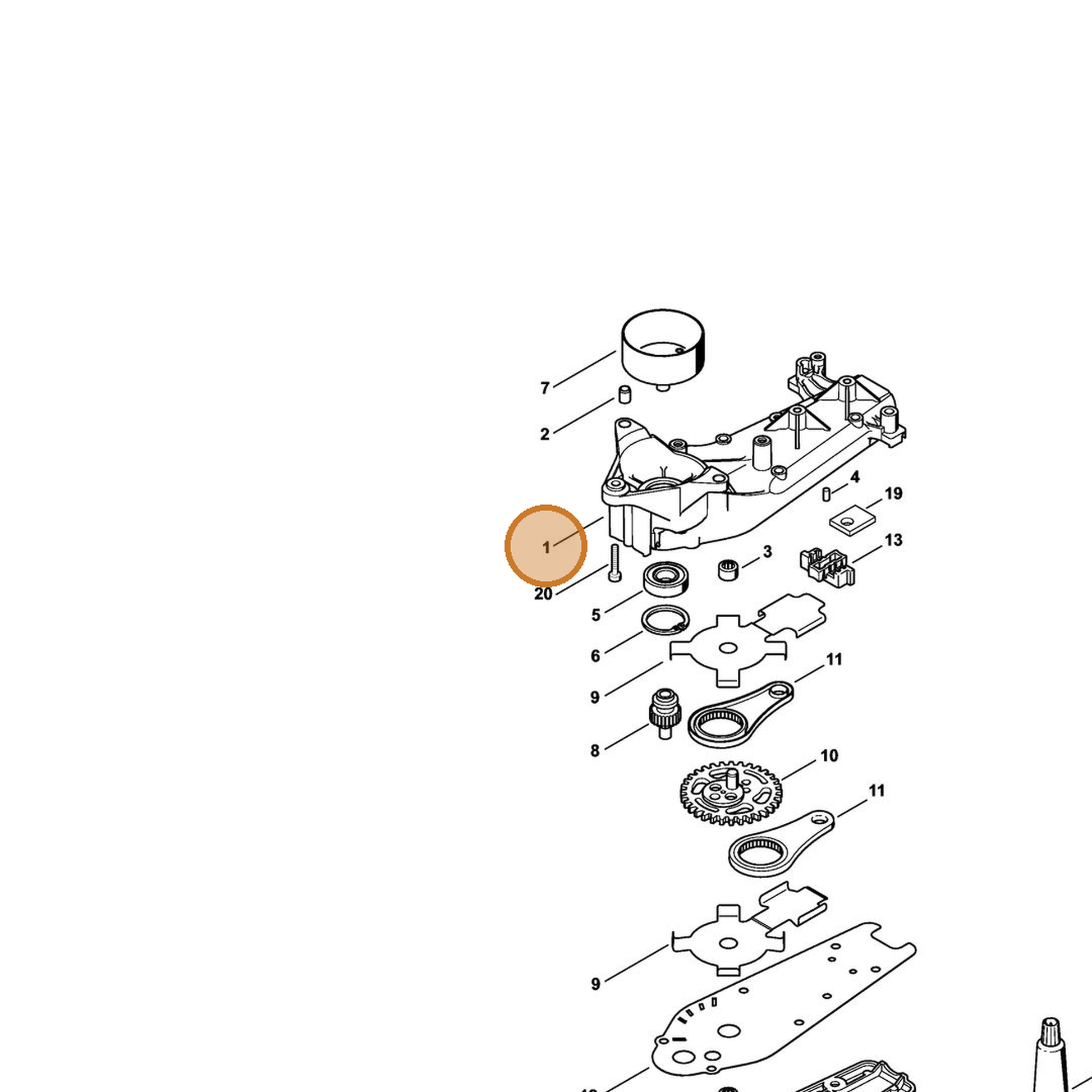 STIHL part 4237-640-0500 — IPL diagram snippet (6x zoom, amber highlight)