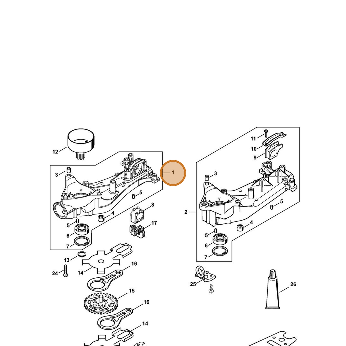 STIHL part 4237-640-0504 — IPL diagram snippet (6x zoom, amber highlight)