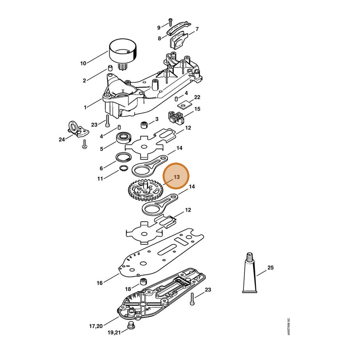 STIHL part 4237-640-7501 — IPL diagram snippet (6x zoom, amber highlight)