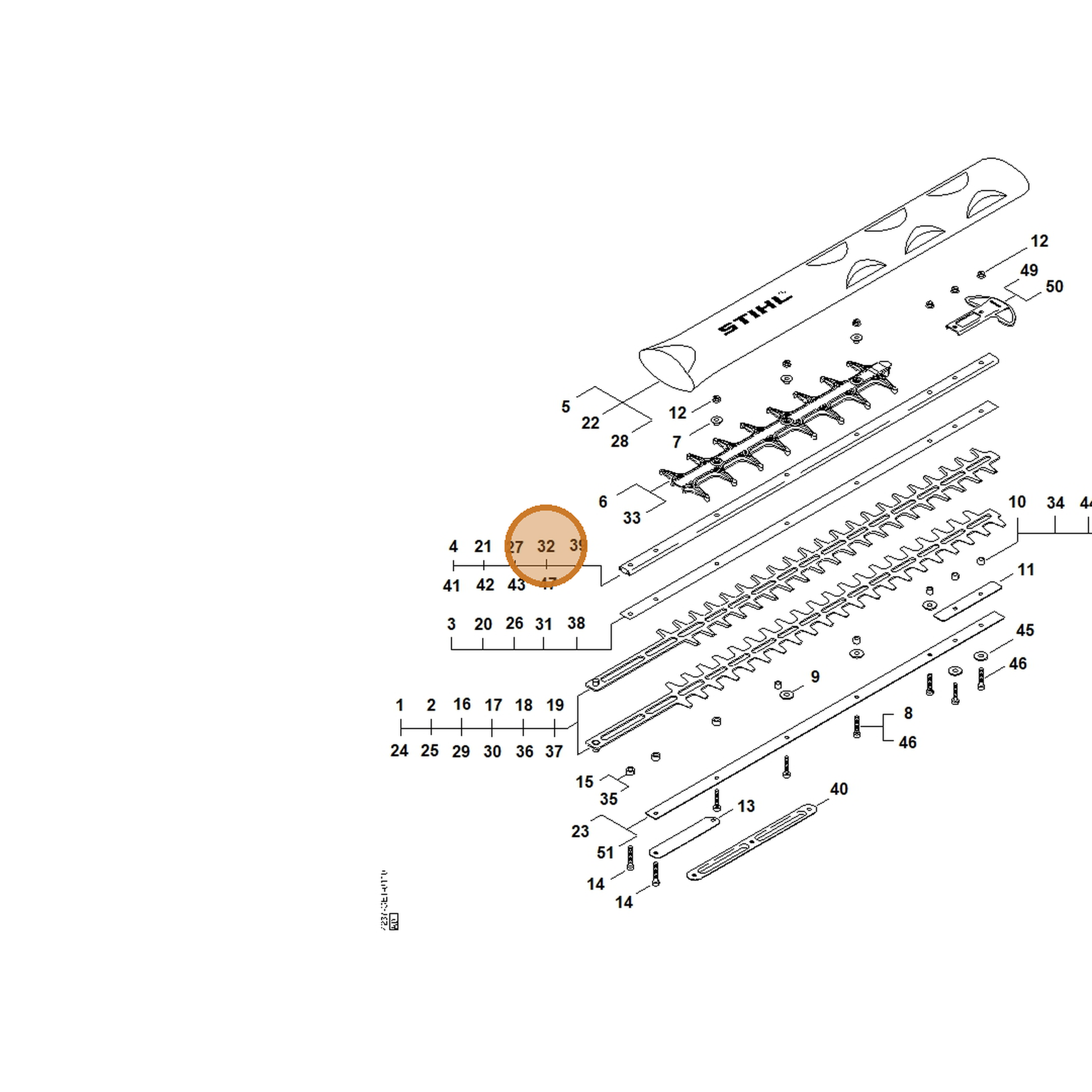 STIHL part 4237-641-4600 — IPL diagram snippet (6x zoom, amber highlight)