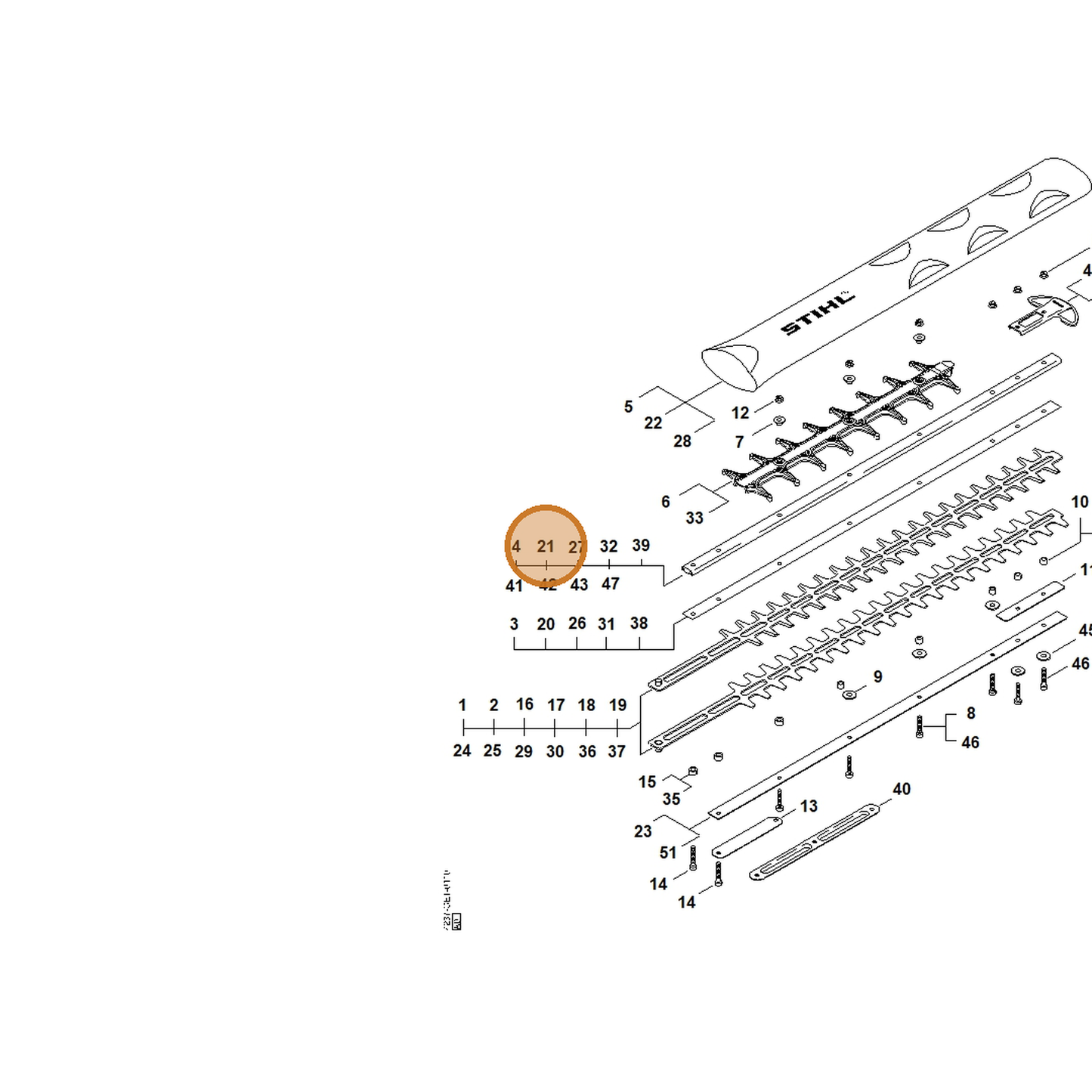 STIHL part 4237-641-4601 — IPL diagram snippet (6x zoom, amber highlight)